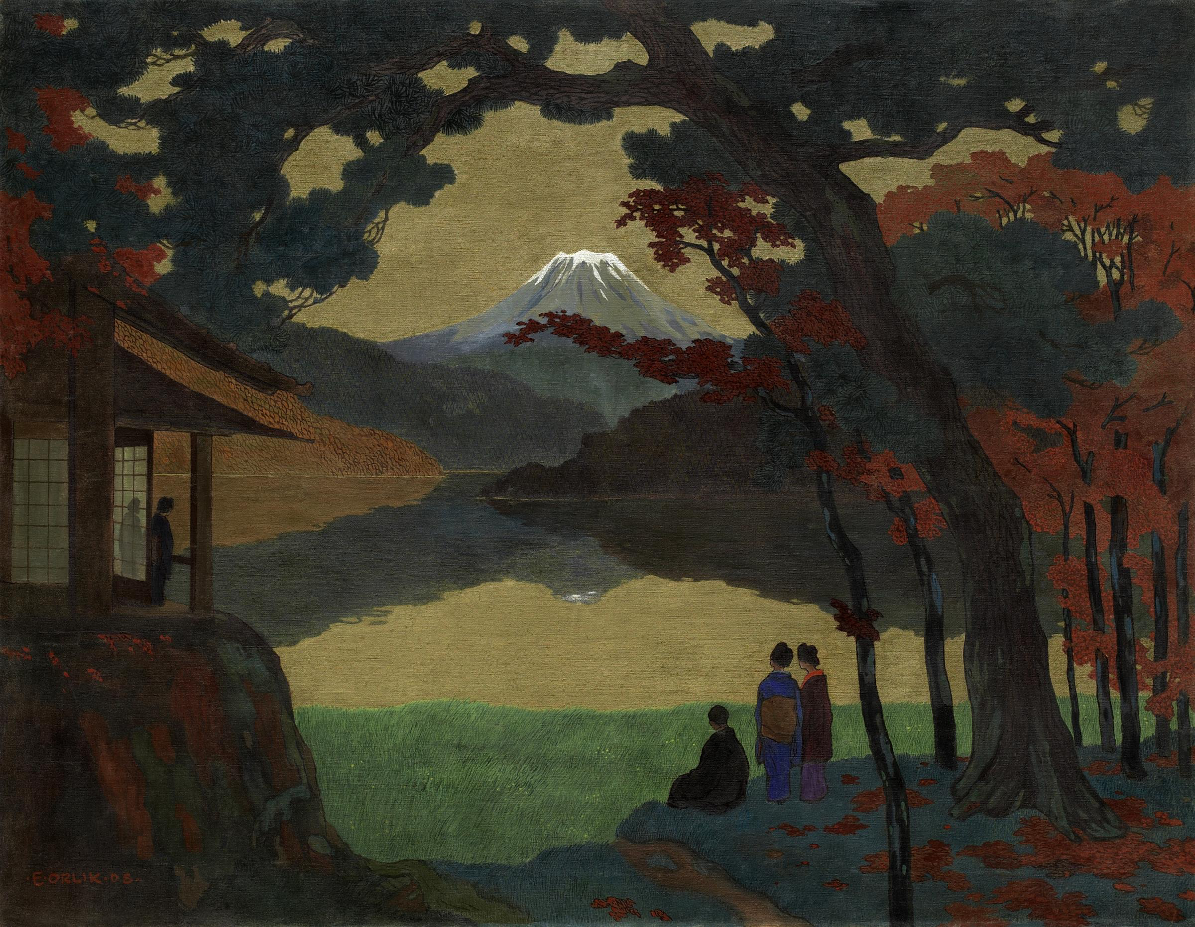 Pejzaż z górą Fuji by Emil Orlik - 1908 r. - 120,5 x 154,5 cm 
