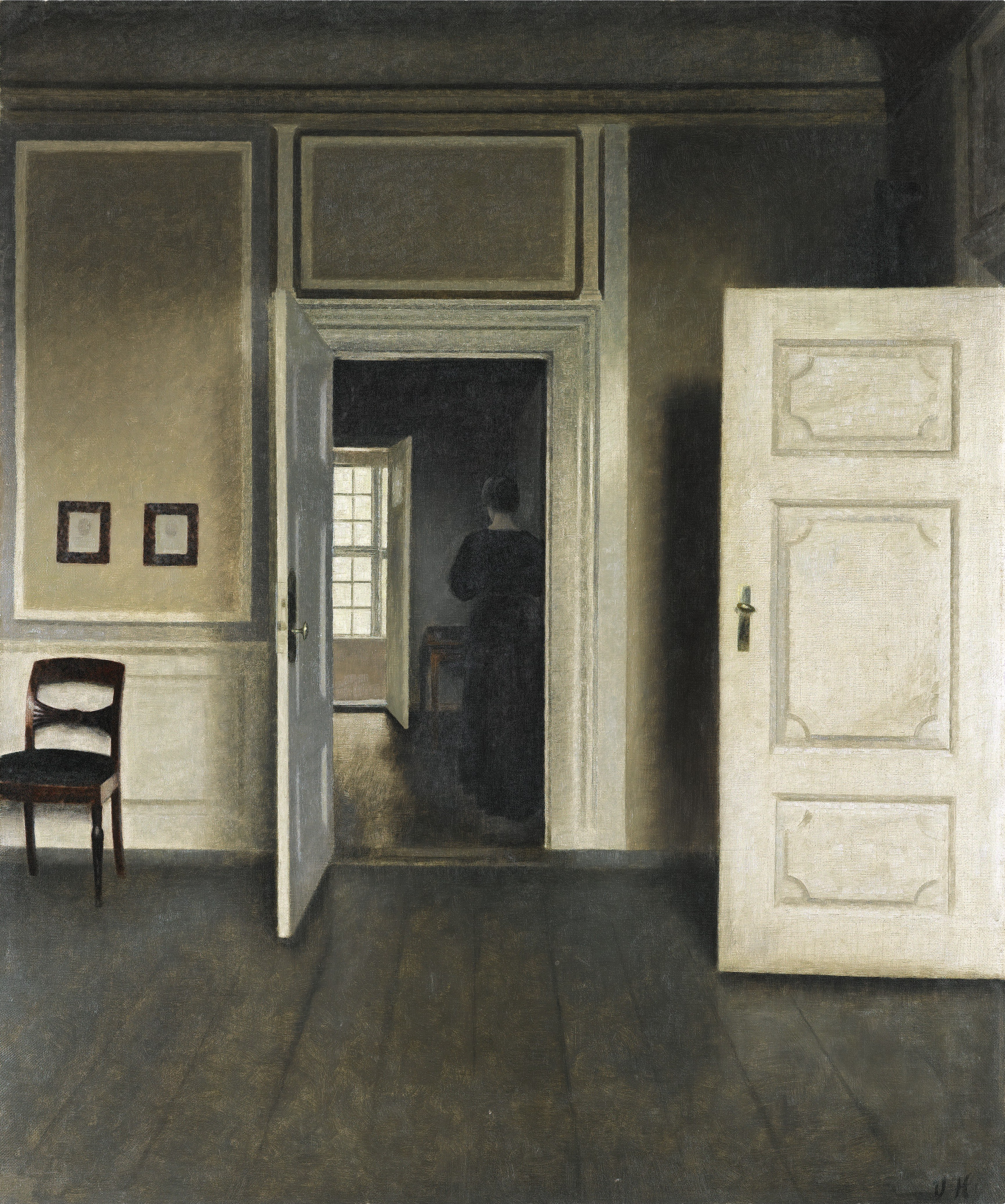 室内、ストランゲーゼ30番地 by Vilhelm Hammershøi - 1901年 - 66.0 x 55.0 cm 