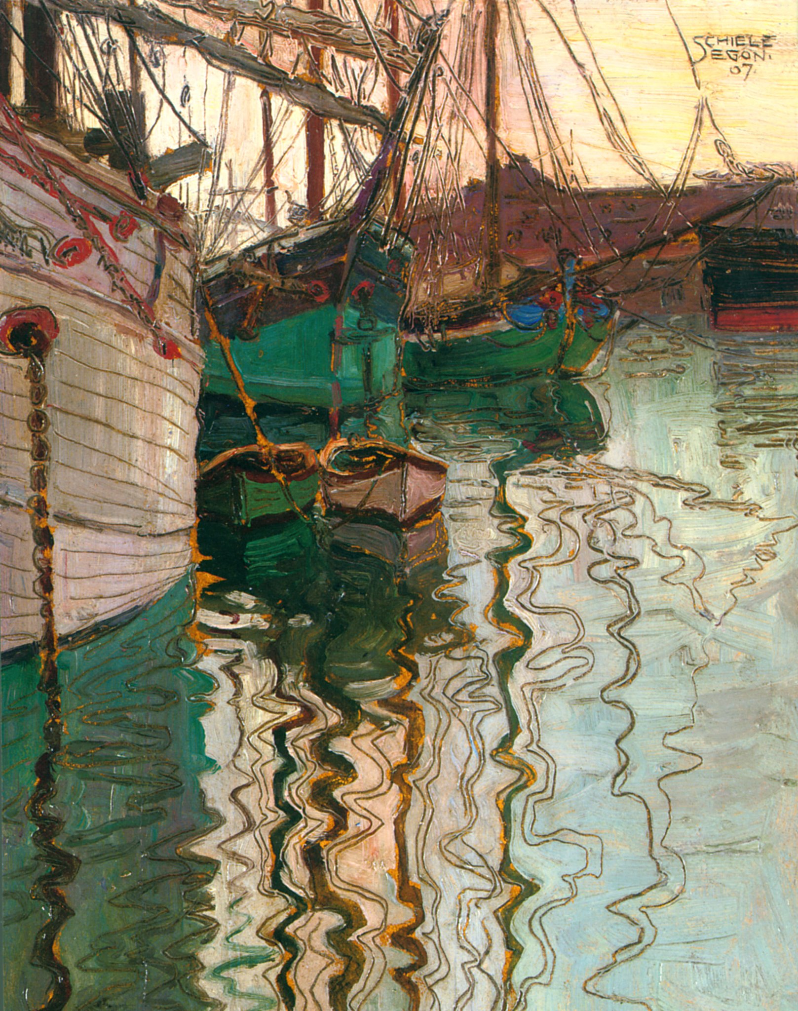 트리에스테 항구(Port of Trieste) by Egon Schiele - 1907년 - 24.6 x 18 cm 