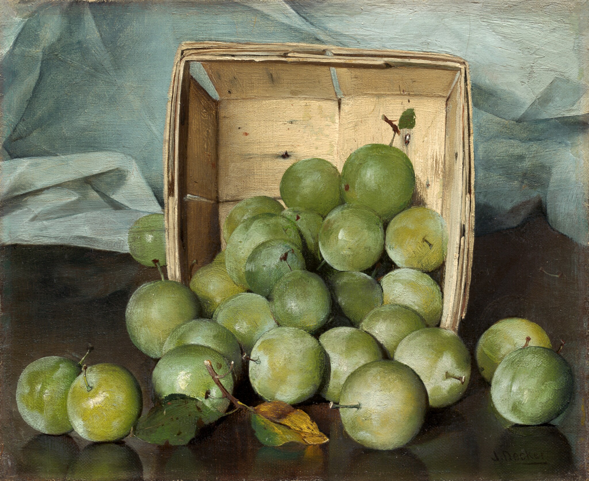 Prunes vertes by Joseph Decker - Vers 1885 - 22.9 x 27.8 cm 