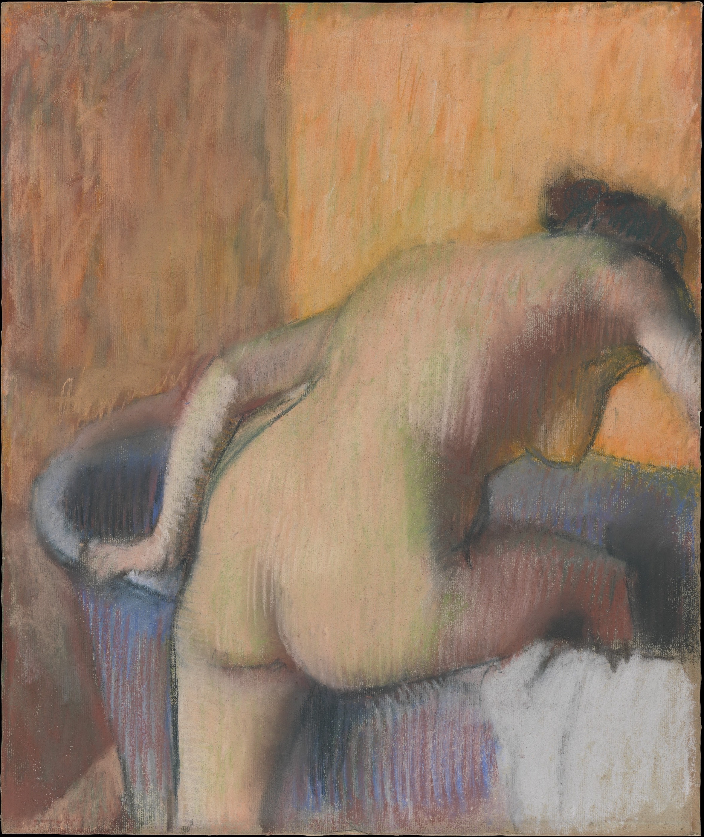 مستحمة تخطو إلى حوض استحمام by Edgar Degas - 1890 م - 55.9 × 47. 6 سم 
