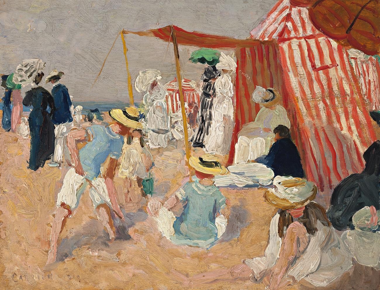 海滩上 by 埃塞尔 卡里克·福克斯 - 1910 - 27.0 x 35.0 cm 