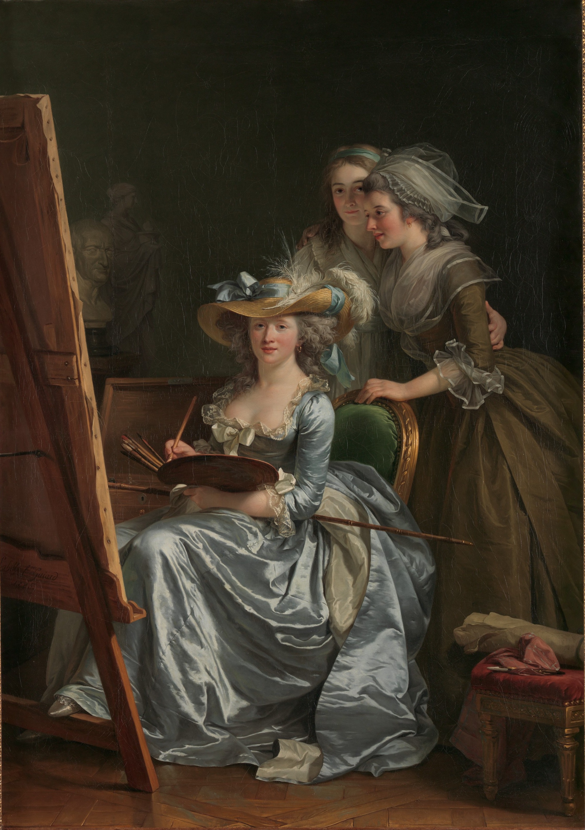 與兩名學生的自畫像 by Adélaïde Labille-Guiard - 1785 年 - 210.8 x 151.1 釐米 