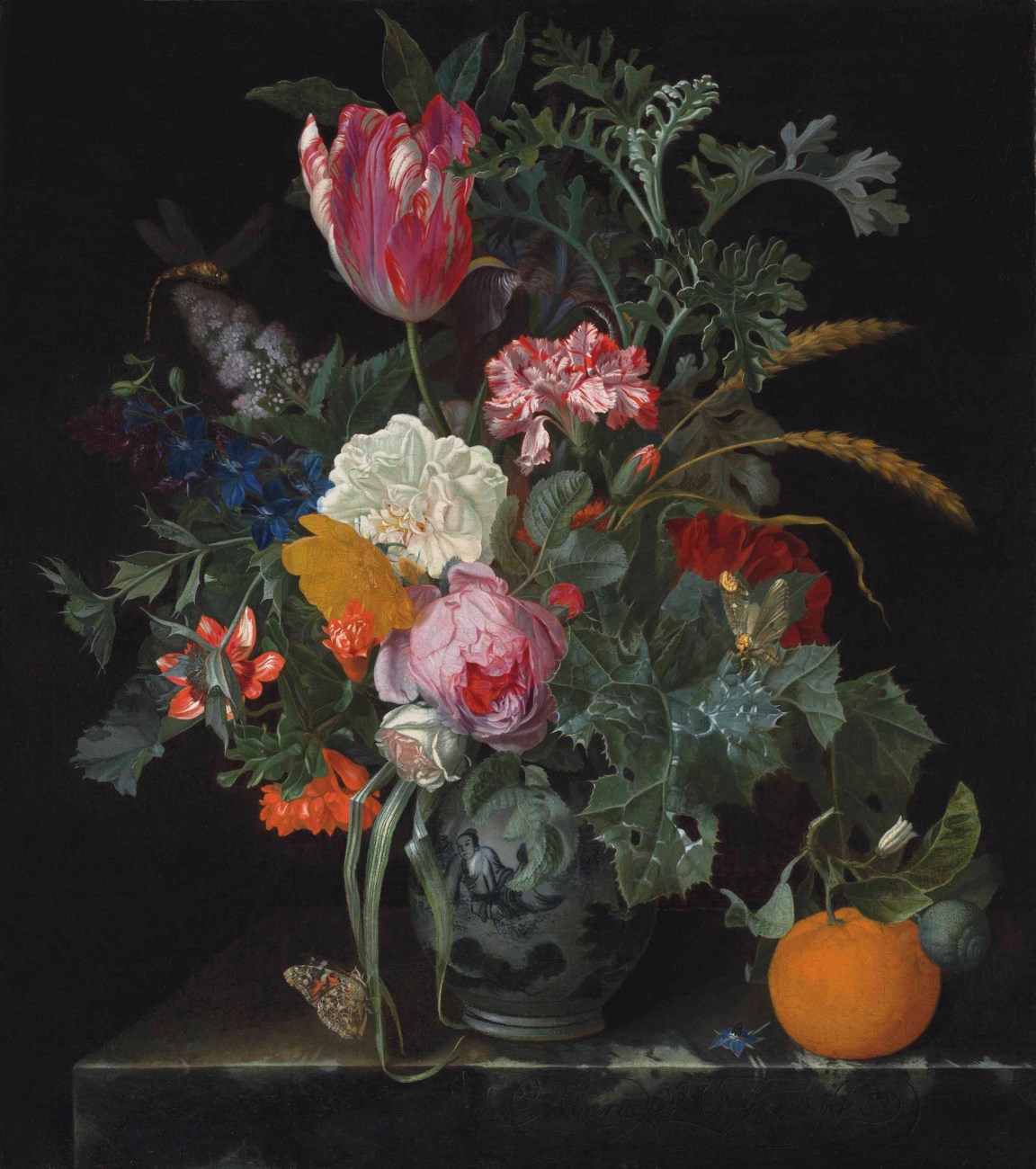 Bouquet de fleurs by Maria van Oosterwijck - Seconde moitié du XVIIe siècle - 56.5 x 50.1 cm collection privée
