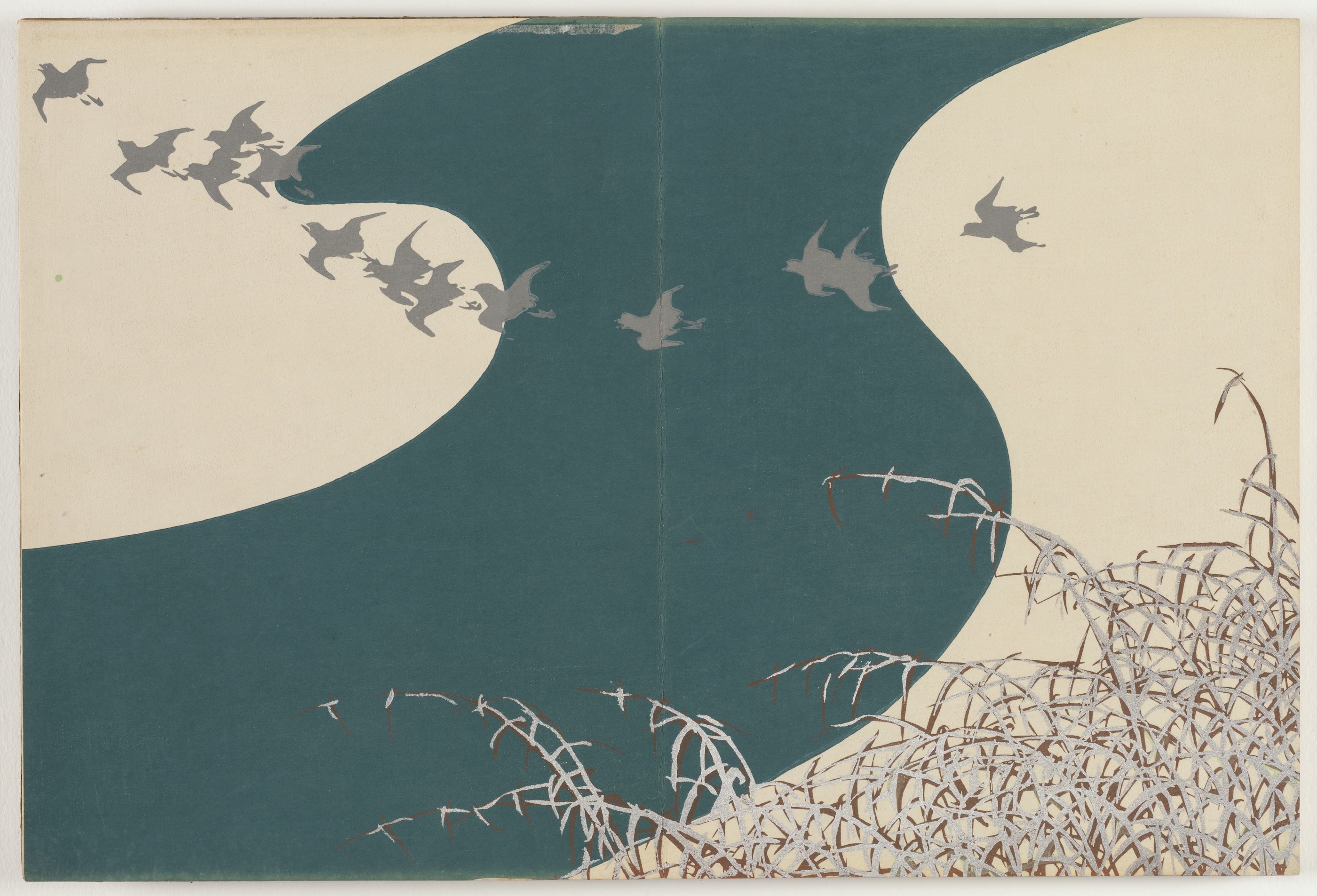 Fleurs d'une centaine de mondes : rivière en hiver by Kamisaka Sekka - 1909–10 - 29.9 x 22.1 cm Cleveland Museum of Art