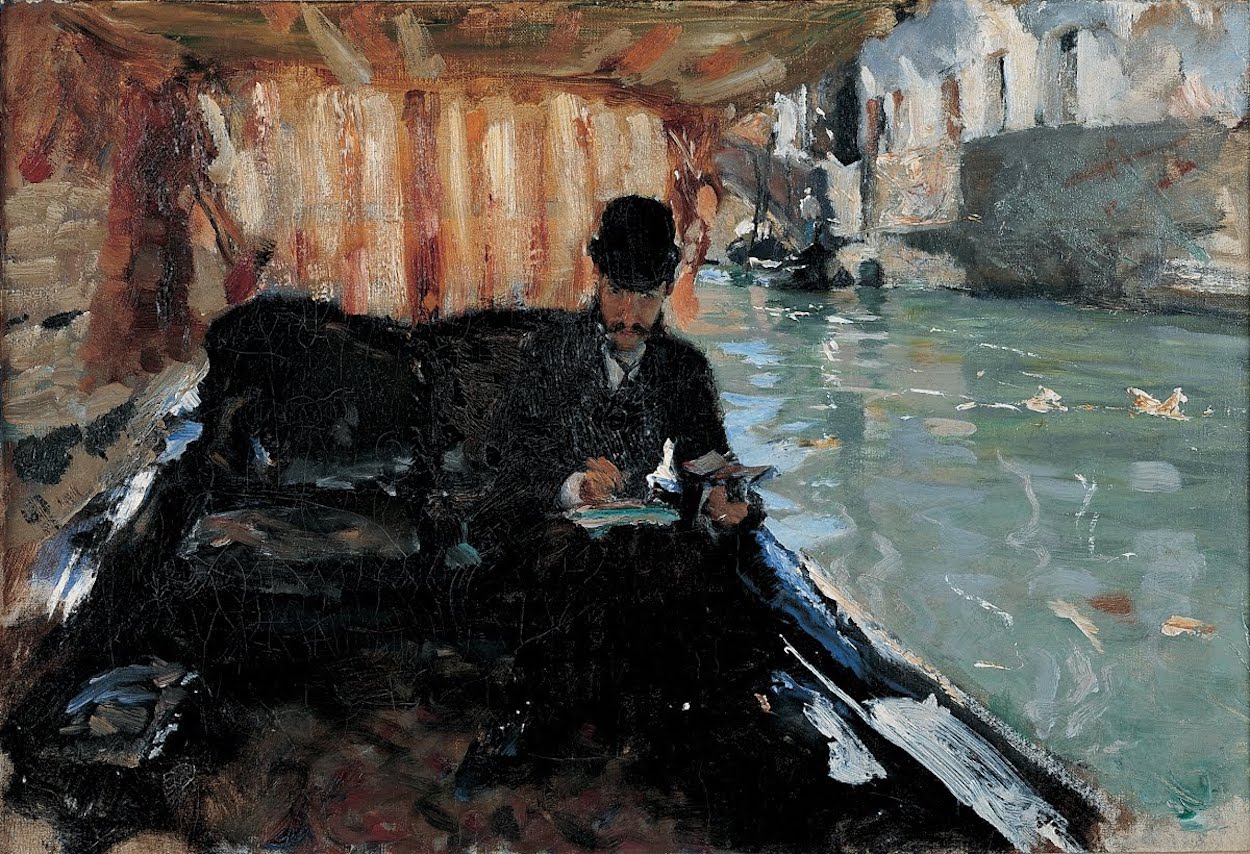 Ramón Subercaseaux in a Gondola by John Singer Sargent - 1880 - 37.15 x 54.93 cm Dixon Gallery and Gardens