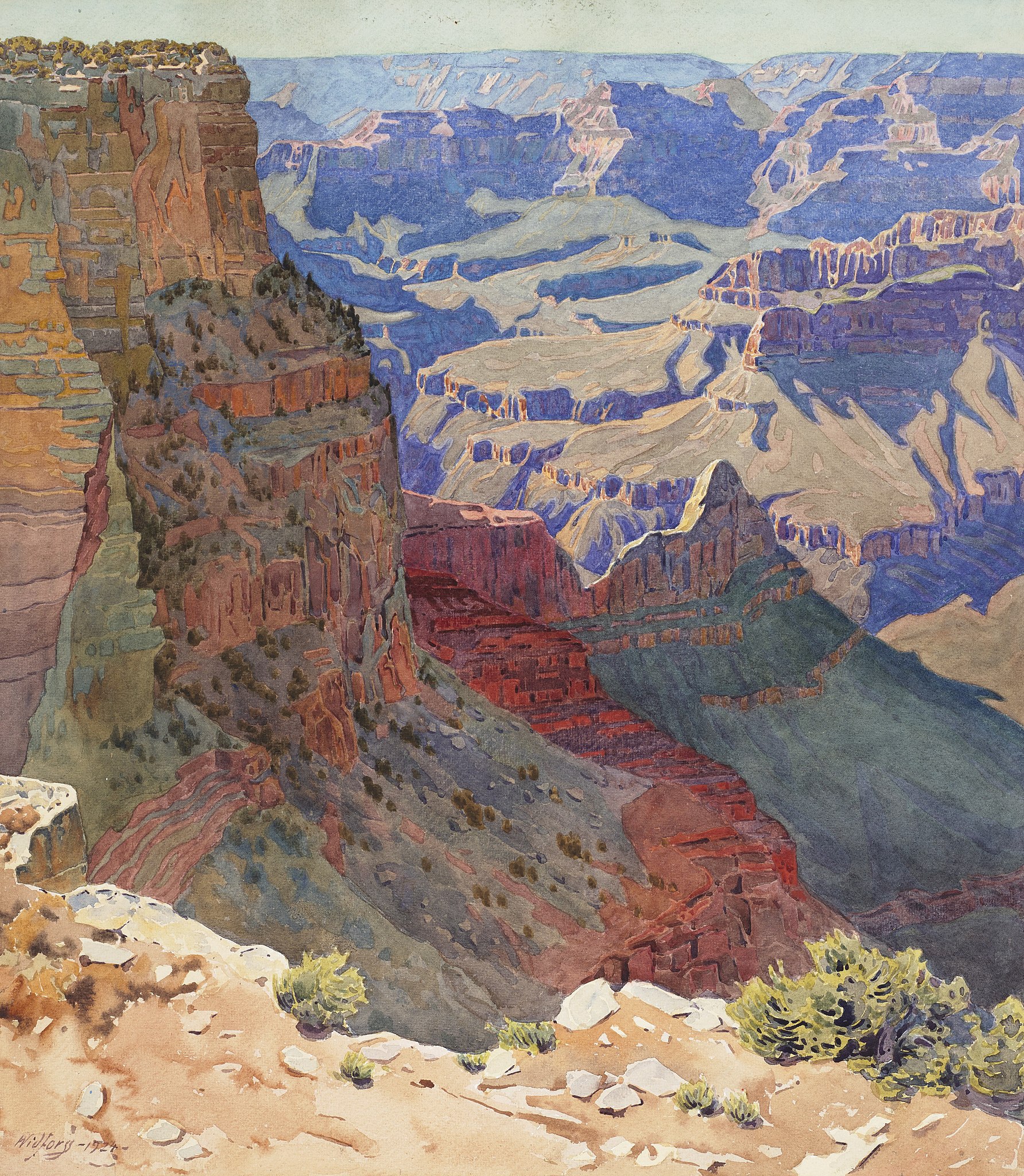 Grand Canyon by Gunnar Widforss - Fin des années 1920 - 50.8 x 44.5 cm collection privée