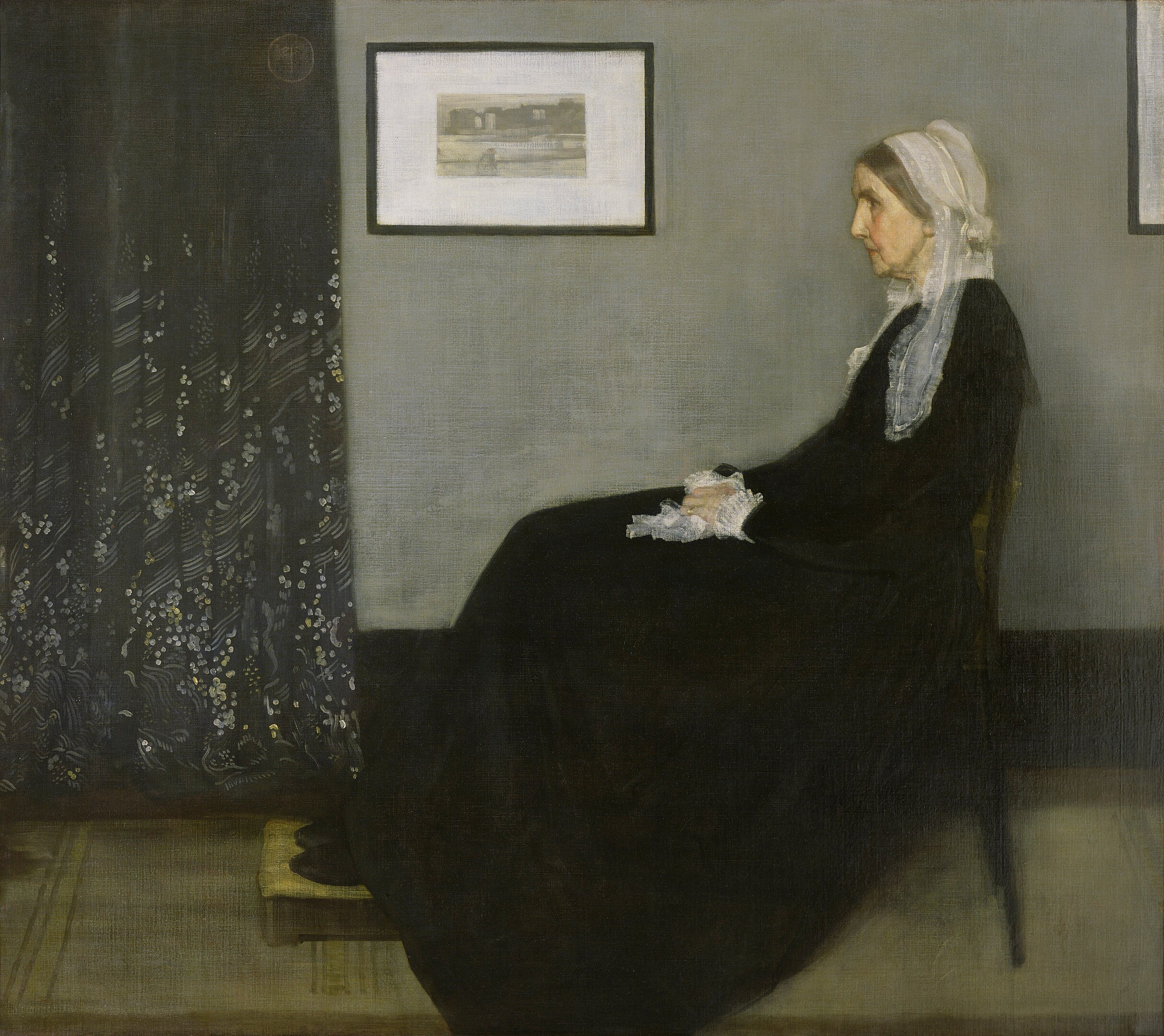 惠斯勒的母亲 by 詹姆斯· 艾博特·麦克尼尔·惠斯勒 - 1871 - 144.3 cm × 162.4 cm 