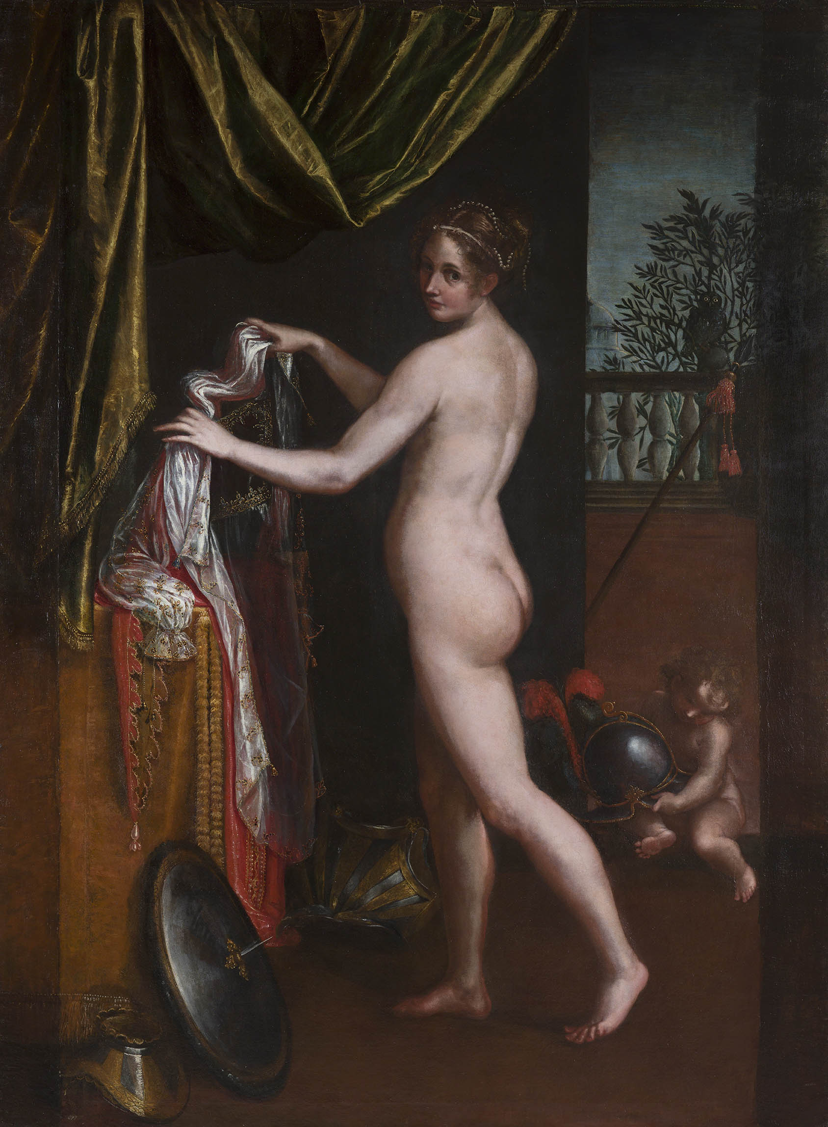 مينرفا ترتدي ملابسها by Lavinia Fontana - 1613 - الأبعاد: 258x190 سم 