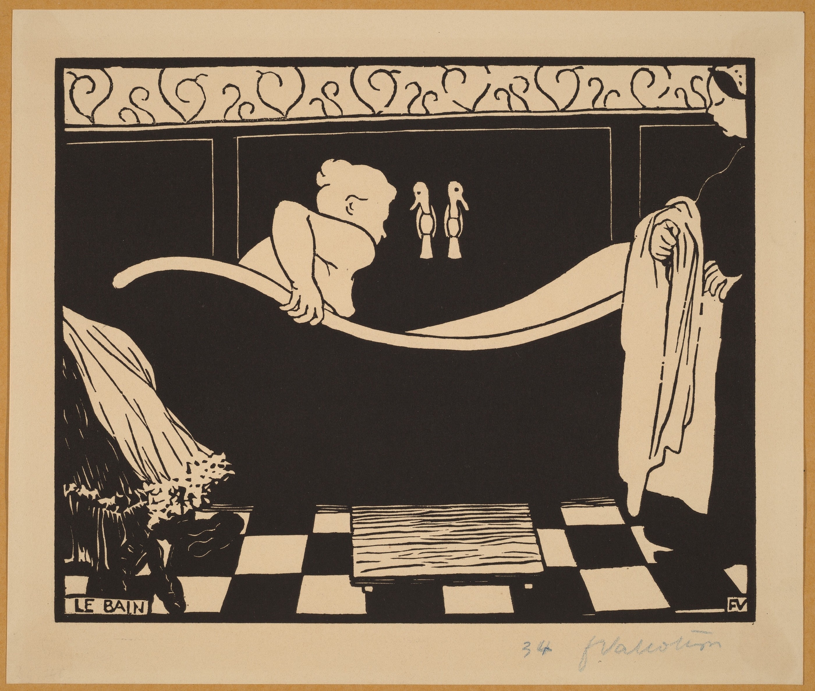 الحمام by Félix Vallotton - 1894 - الأبعاد: 21.6x25.4 سم 
