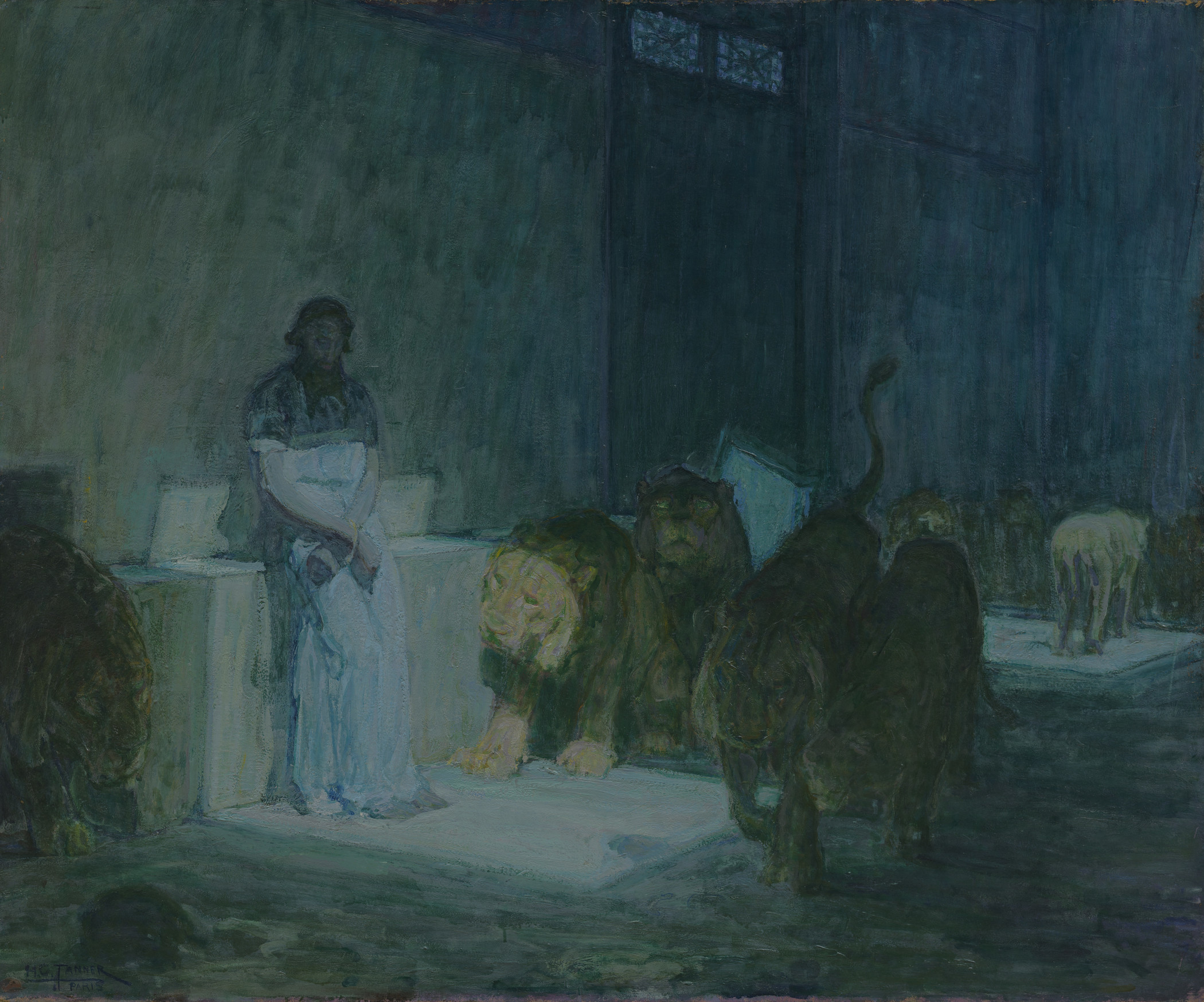 Aslanların İnindeki Daniel (orig. "Daniel in the Lions' Den") by Henry Ossawa Tanner - 1907-1918 - 104.46 x 126.8 cm 