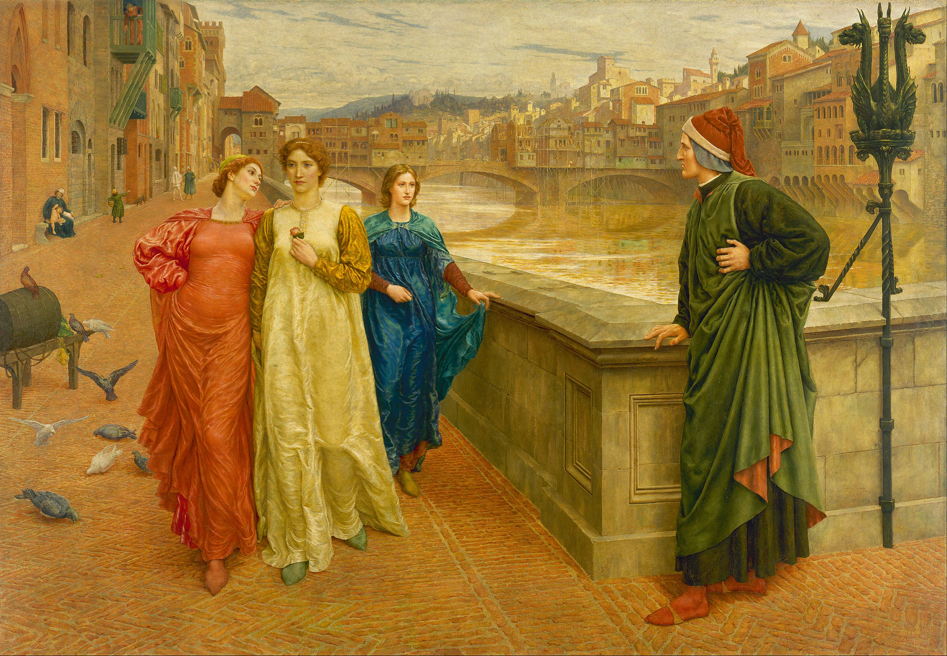 但丁和貝緹麗彩 by Henry Holiday - 1882 年或 1884 年 - 142.2 x 203.2 釐米 