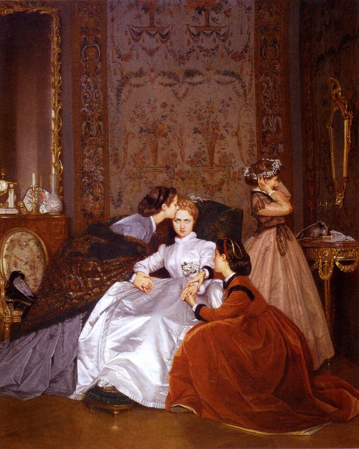犹豫不决的未婚妻 by 奥古斯特 图尔穆奇 - 1866 - 65 x 54 cm 