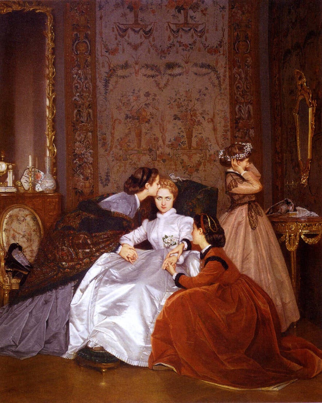 A Noiva Hesitante by Auguste Toulmouche - 1866 - 65 x 54 cm coleção privada