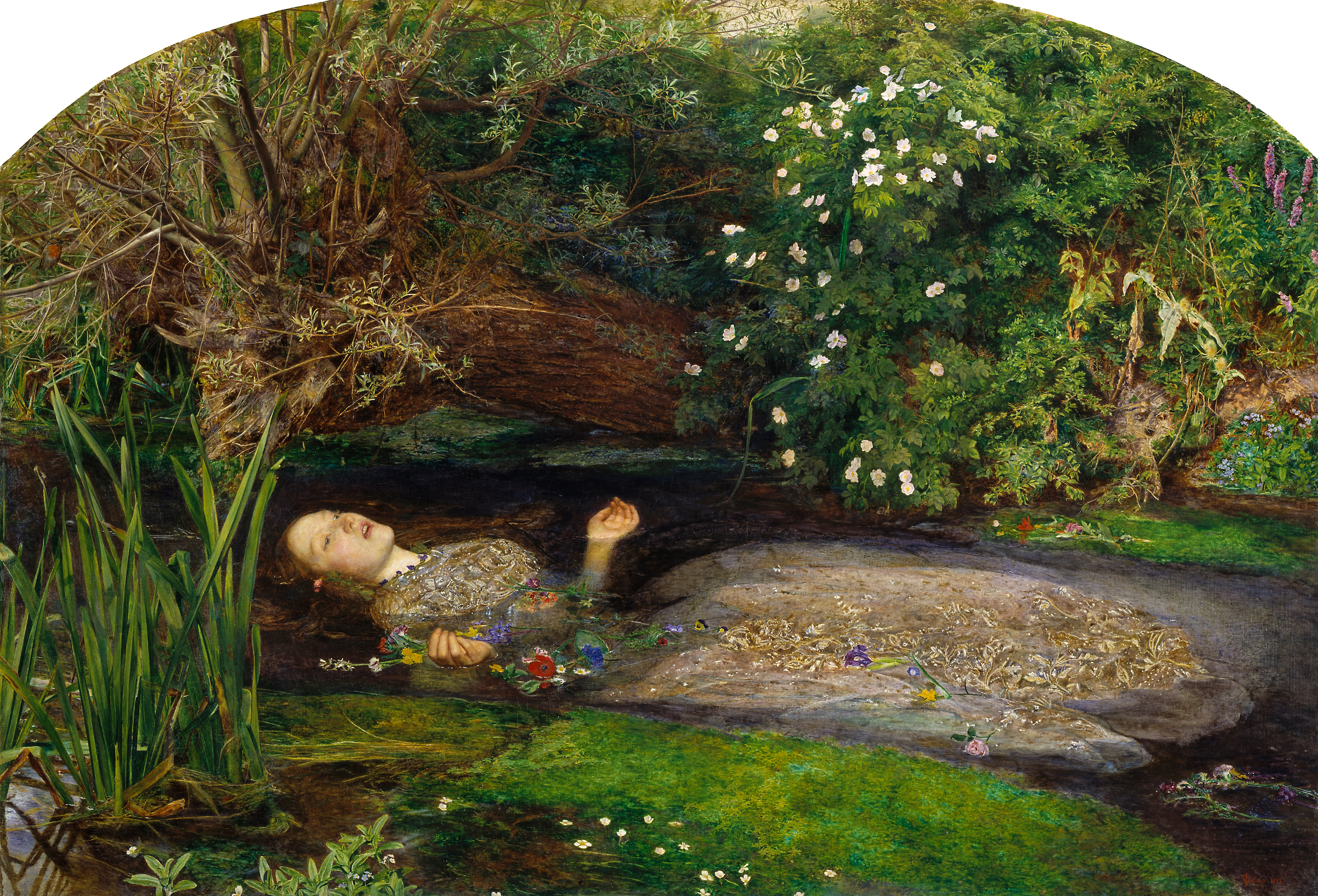 Ophelia by John Everett Millais - 1851 – 1852 - 76,2 cm × 111,8 cm Tate Britain