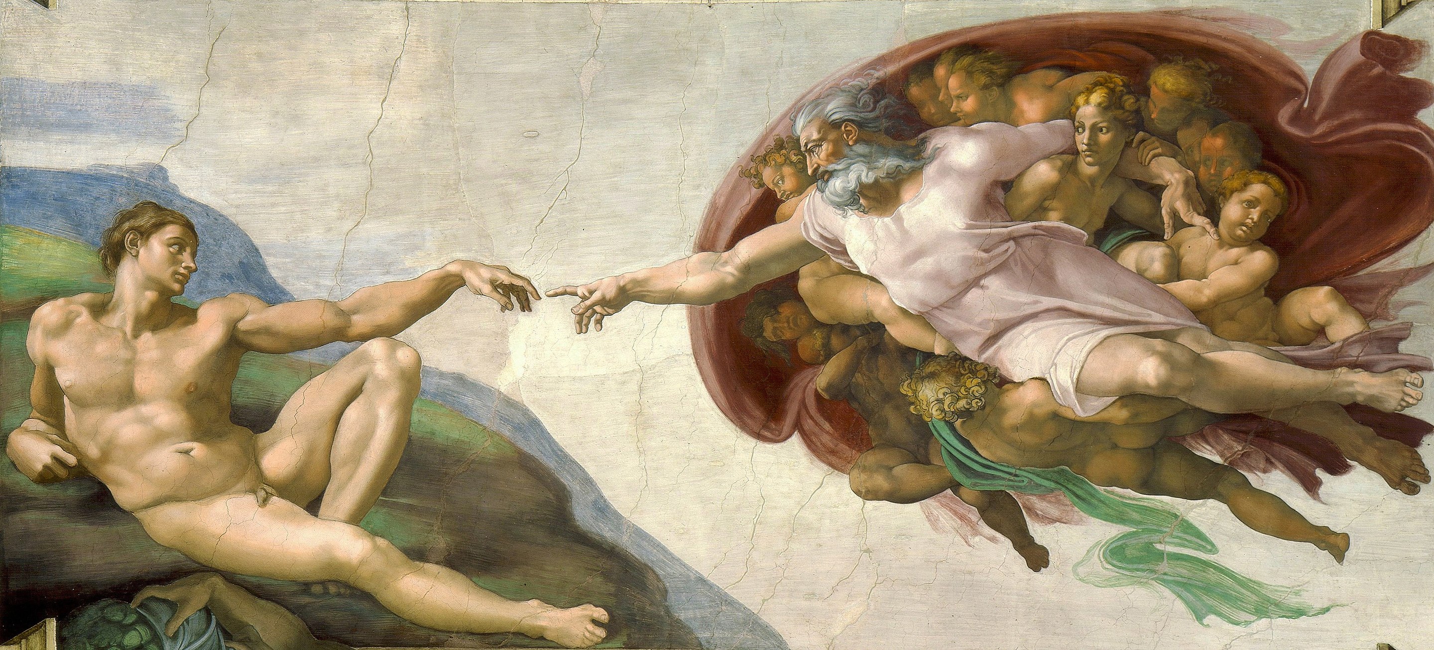 La creazione di Adamo by Michelangelo di Lodovico Buonarroti Simoni - 1508–1512 circa - 280 × 570 cm 