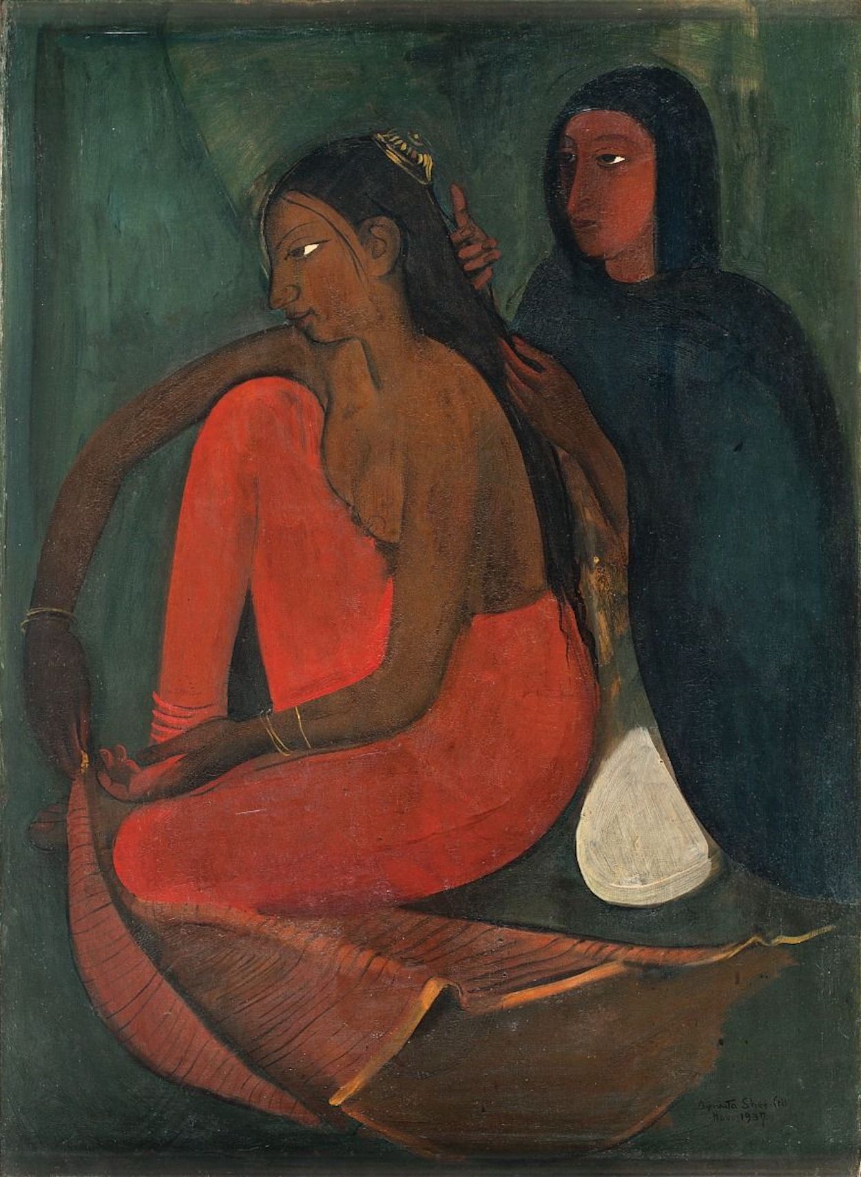 Het kleden van de bruid by Amrita Sher-Gil - 1937 - 95,2 x 70,4 cm 