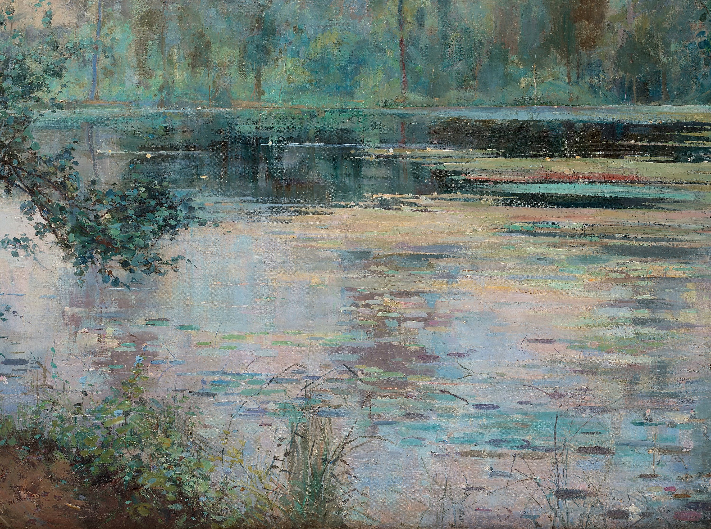 El estanque (neblina) by Julia Beck - c. 1900 - 76 x 107 cm Colección privada