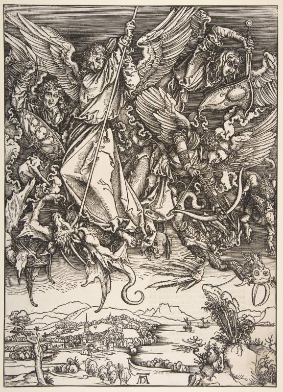 ドラゴンと戦う聖ミカエル by Albrecht Dürer via DailyArt mobile app