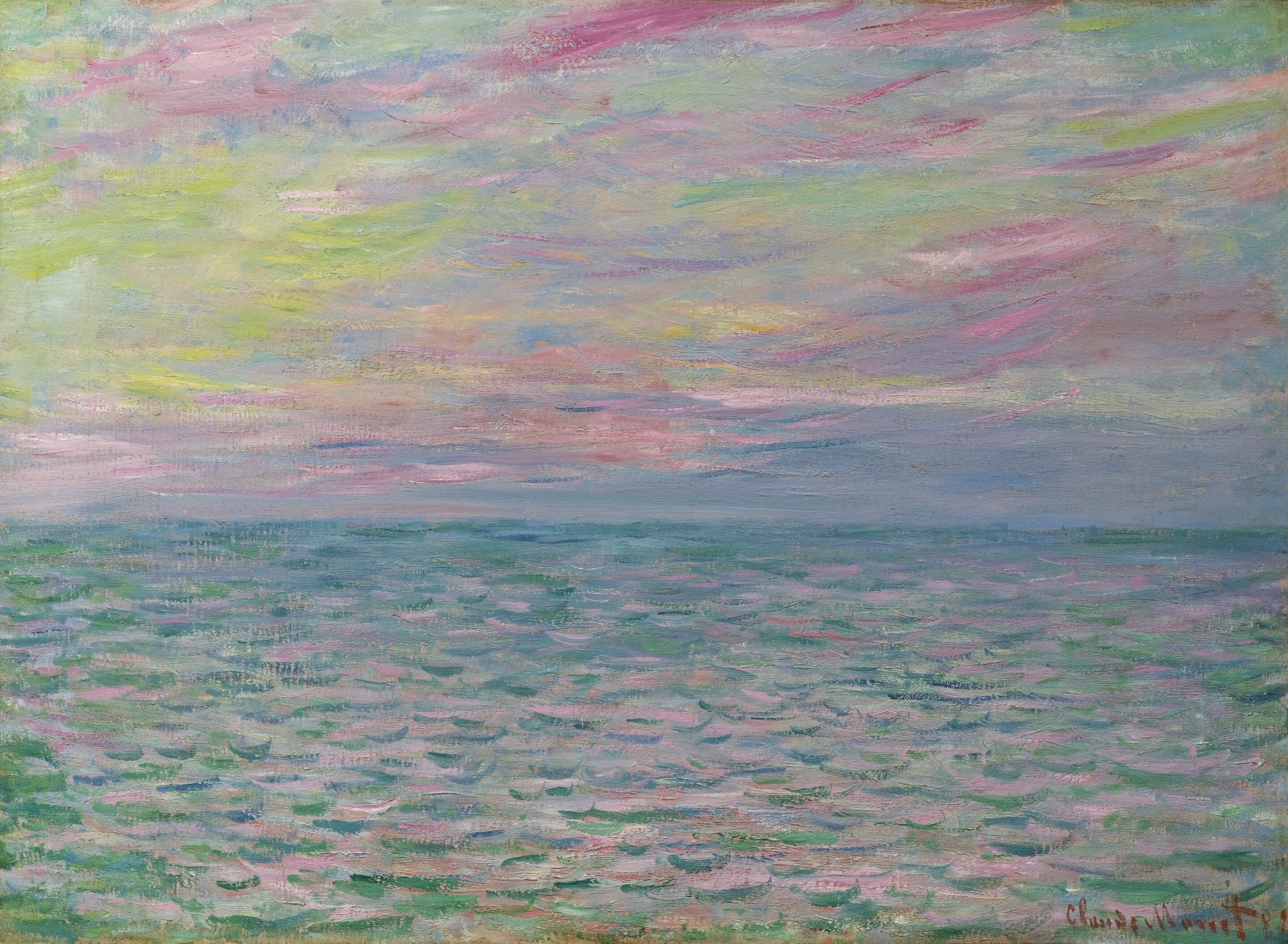 普爾維爾的日落，開闊的大海 by Claude Monet - 1882 - 54 x 73.5 cm 
