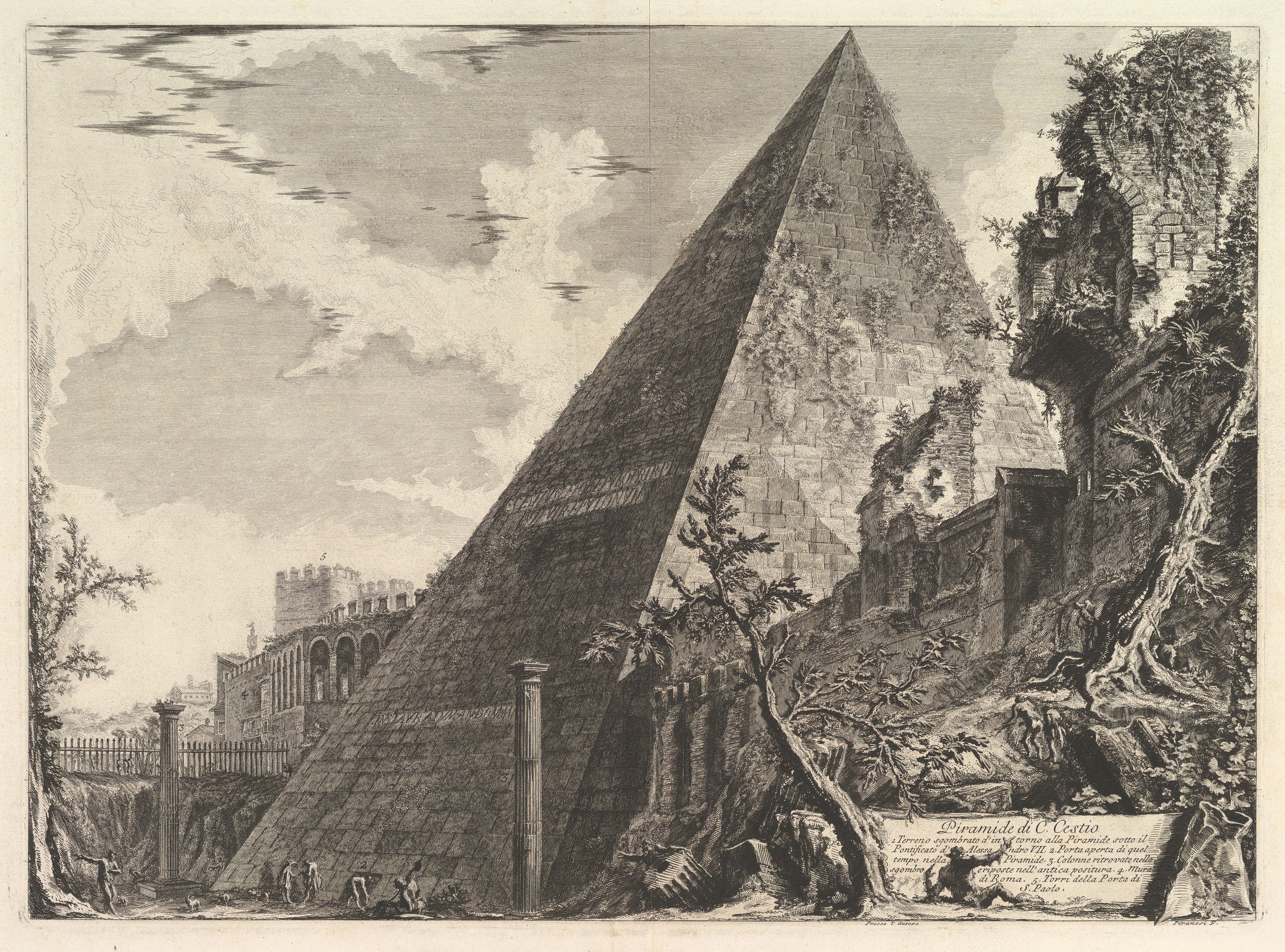 Pyramide van Cestius by Giovanni Battista Piranesi - 1757 - - 