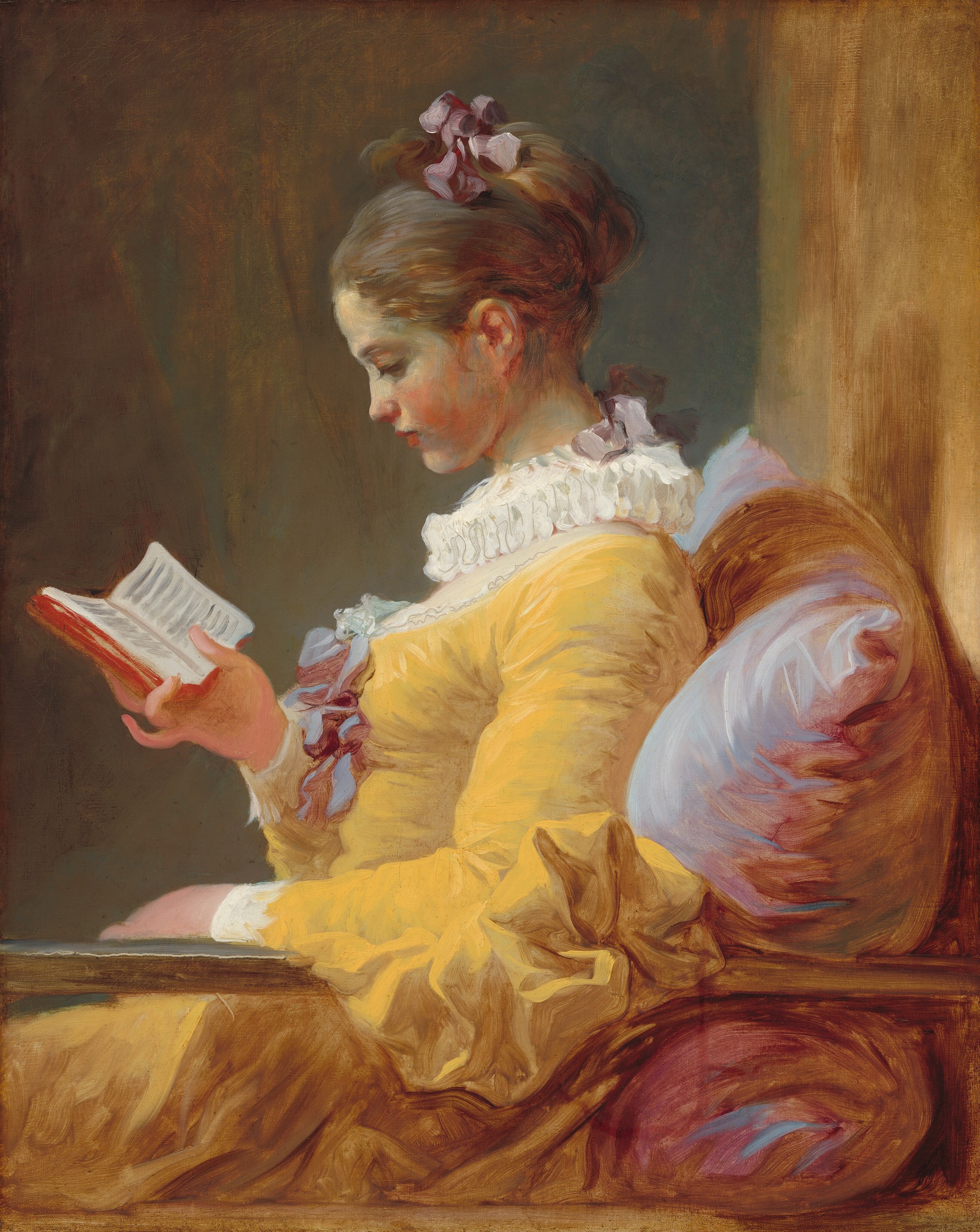读书的少女 by 让 - 奥诺雷 · 弗拉戈纳尔 - c. 1769 - 81.1 x 64.8 cm 