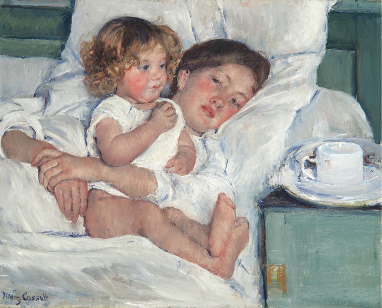 صبحانه در تخت‌خواب by Mary Cassatt - ۱۸۹۷ - ۵۸.۴ × ۷۳.۷ سانتی‌متر 