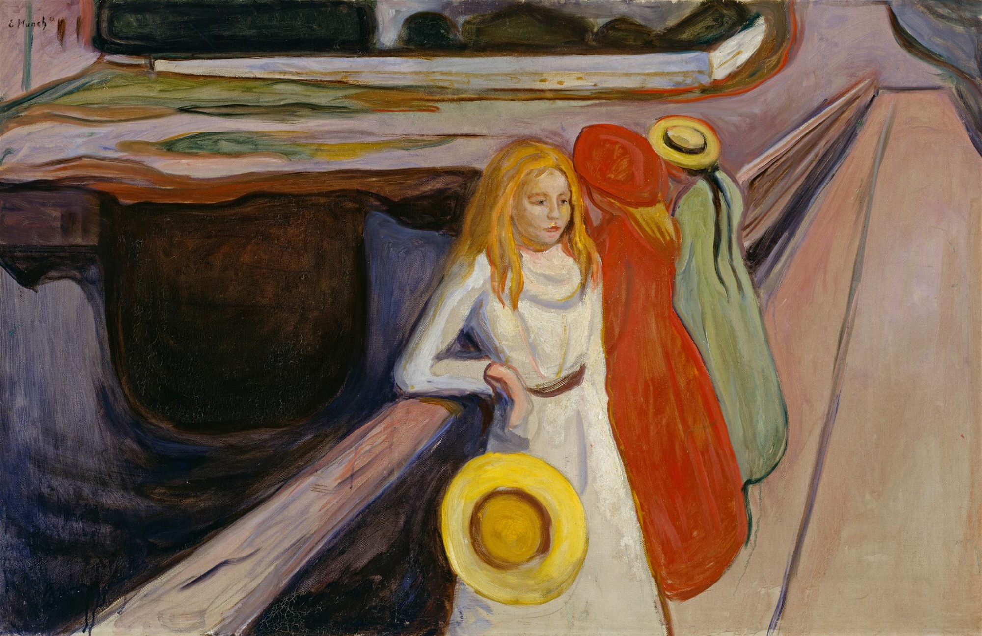 Muchachas en el puente by Edvard Munch - 1901 - 83,8 x 129,6 cm Hamburger Kunsthalle