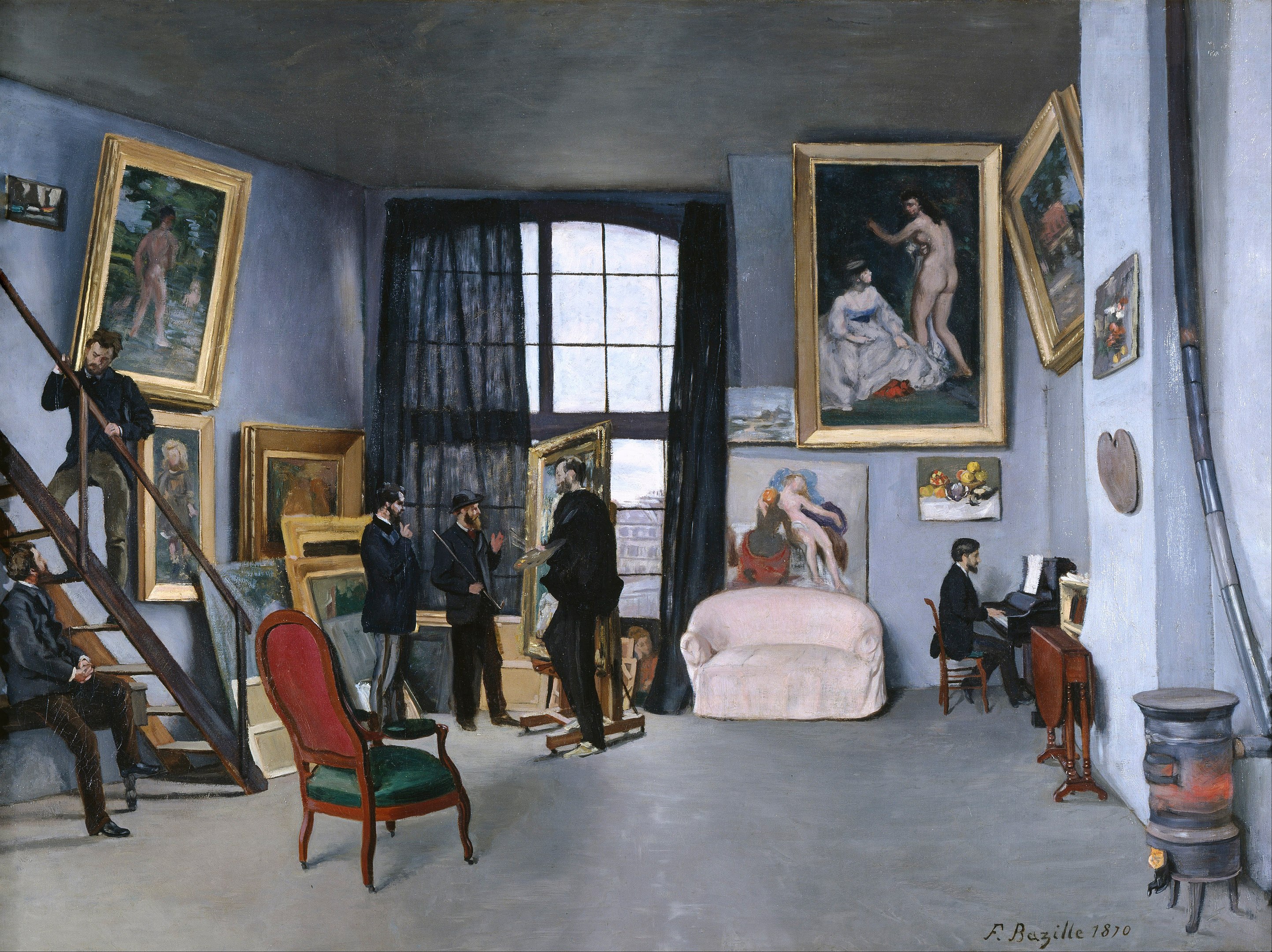 El taller de Bazille by Frédéric Bazille - 1870 - 98 x 128 cm Musée d'Orsay