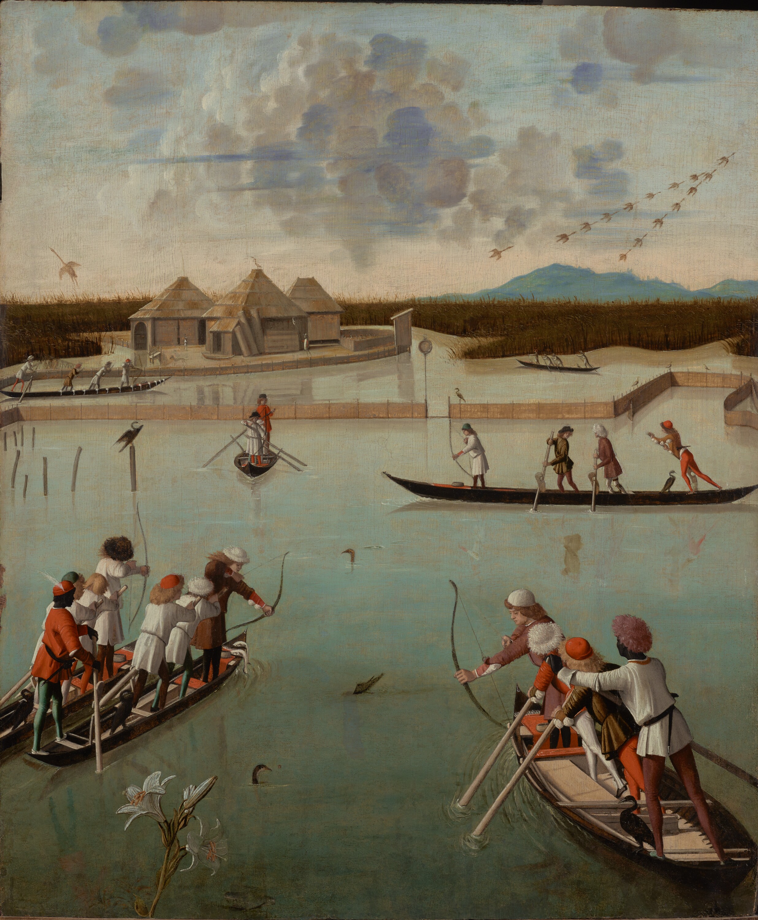 在瀉湖上狩獵 by Vittore Carpaccio - 約 1490 年至 1495 年 - 75.6 × 63.8 釐米 