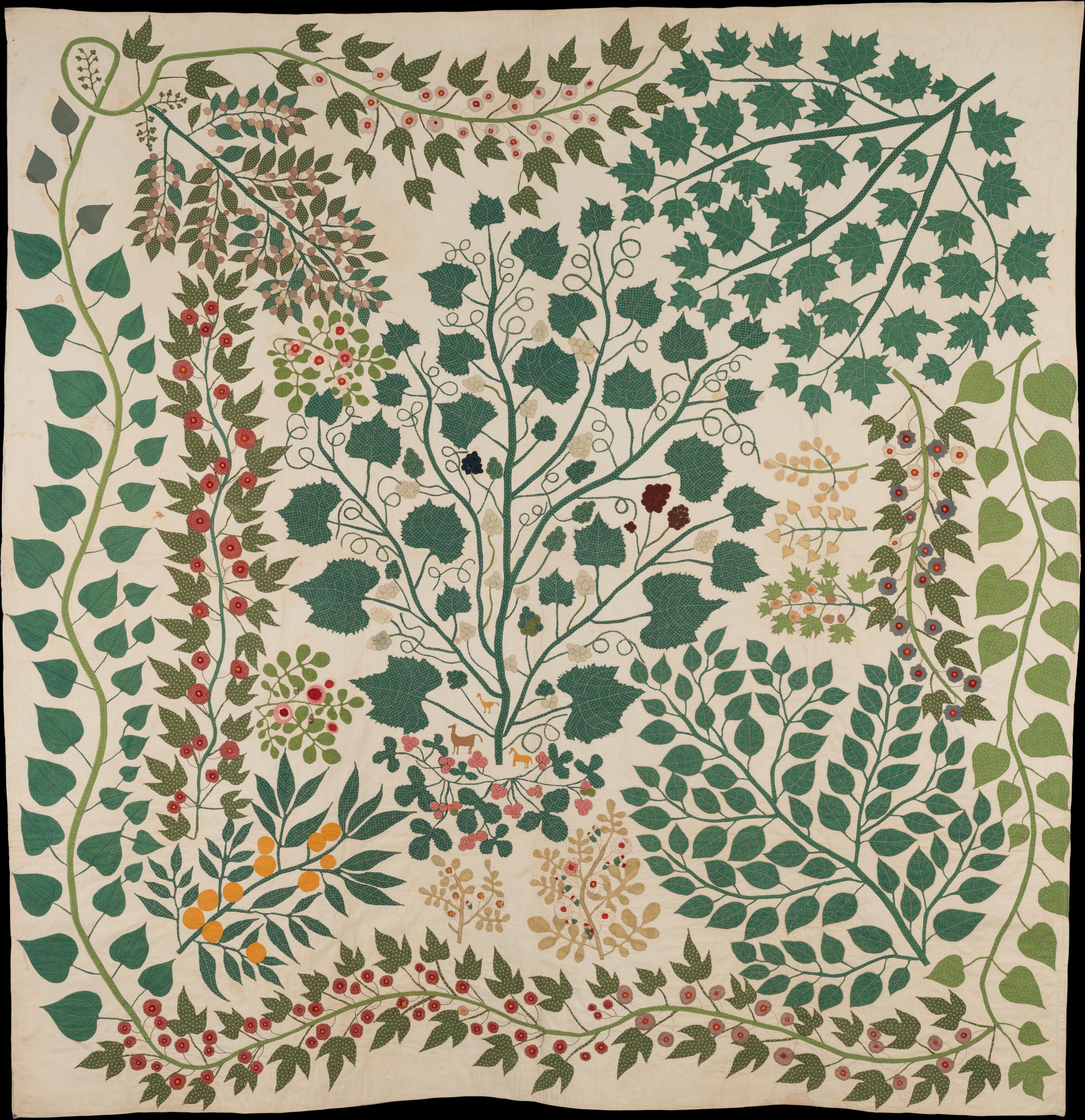樹枝和藤蔓拼布 by Ernestine Zaumseil - 約 1875 年 - 223.5 × 218.4 釐米 