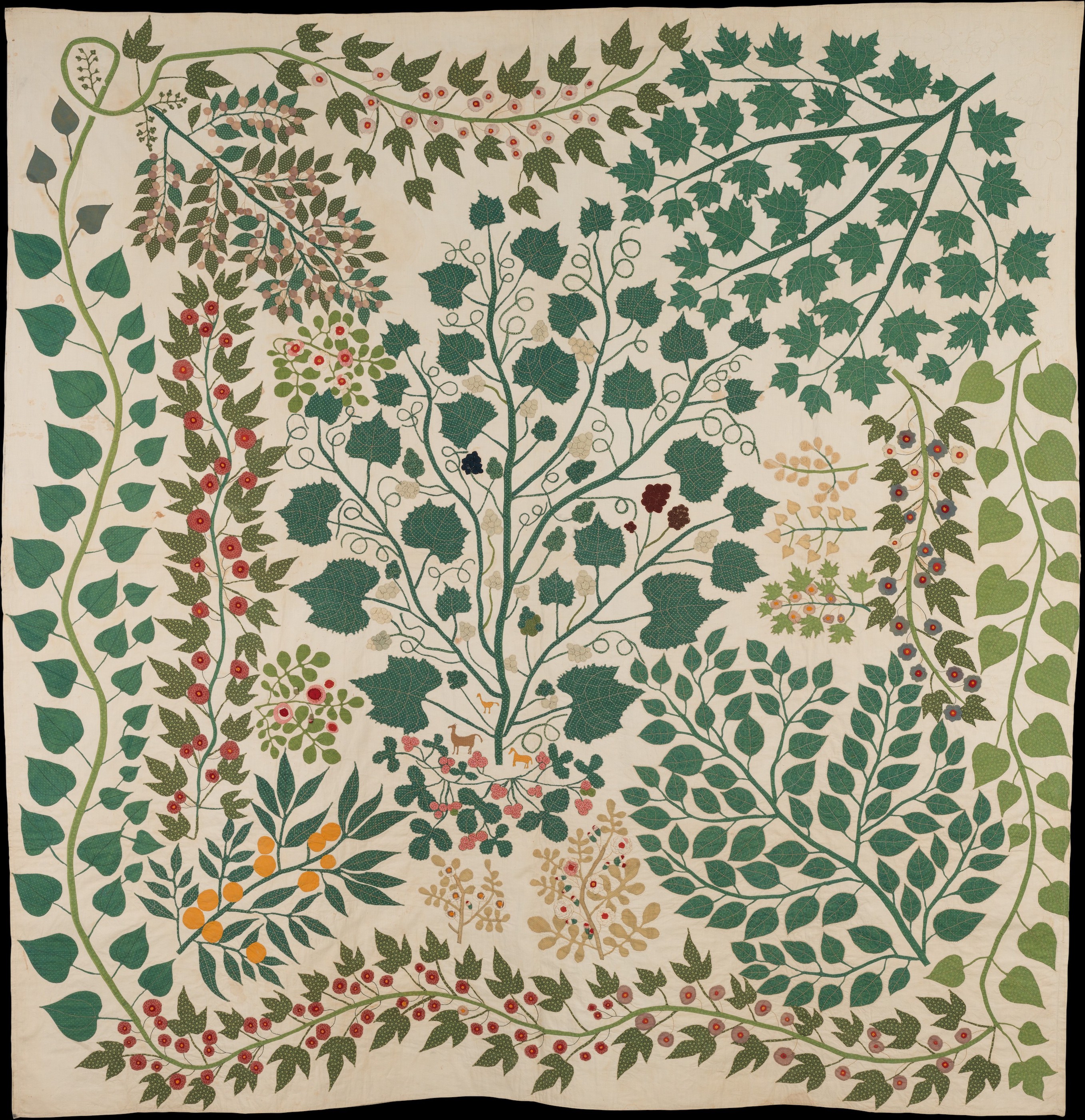 لحاف الغصون والكروم by Ernestine Zaumseil - حوالي 1875 - الأبعاد: 223.5 × 218.4 سم 