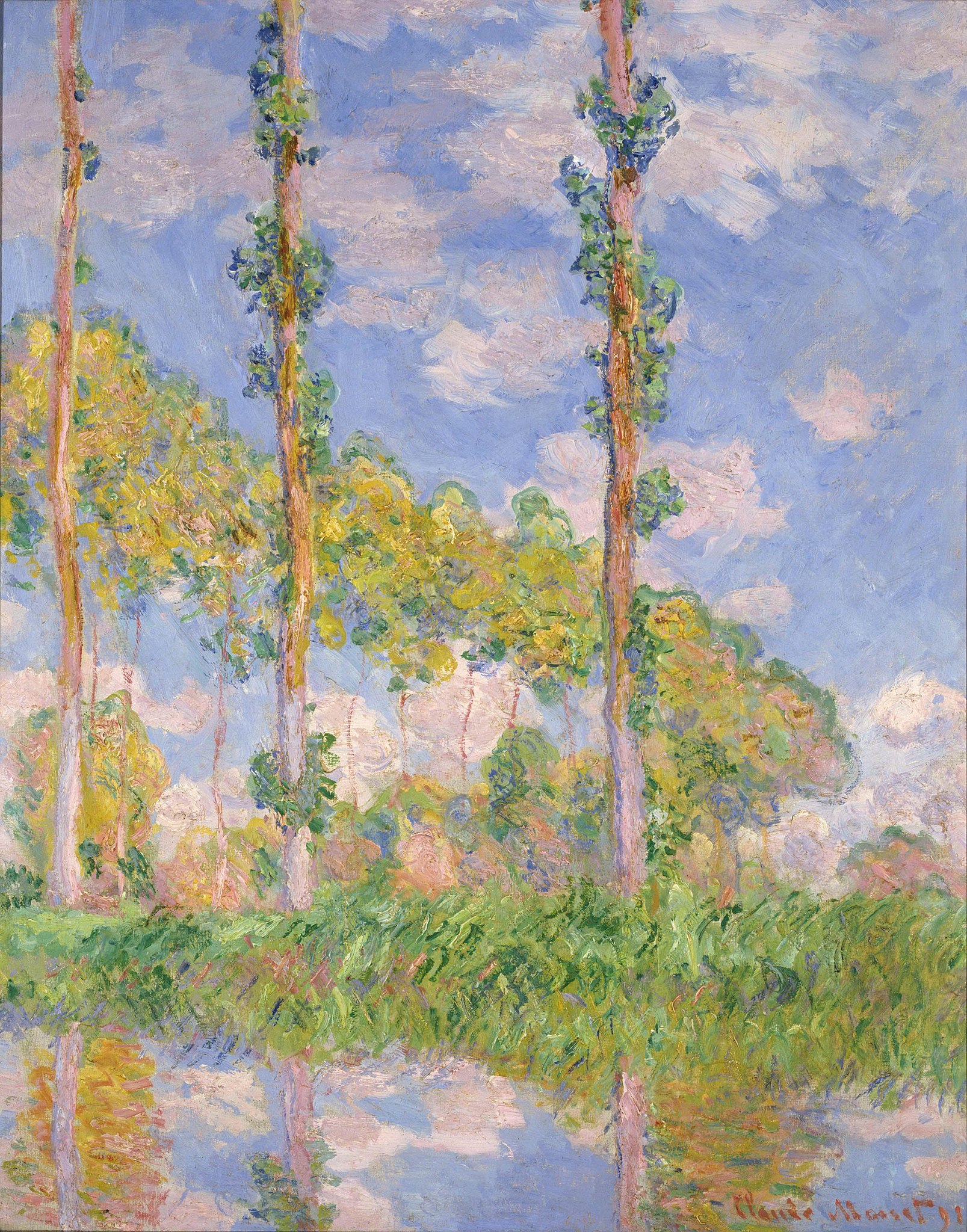 陽を浴びるポプラ並木 by Claude Monet - 1891年 - 35 x 93 cm 