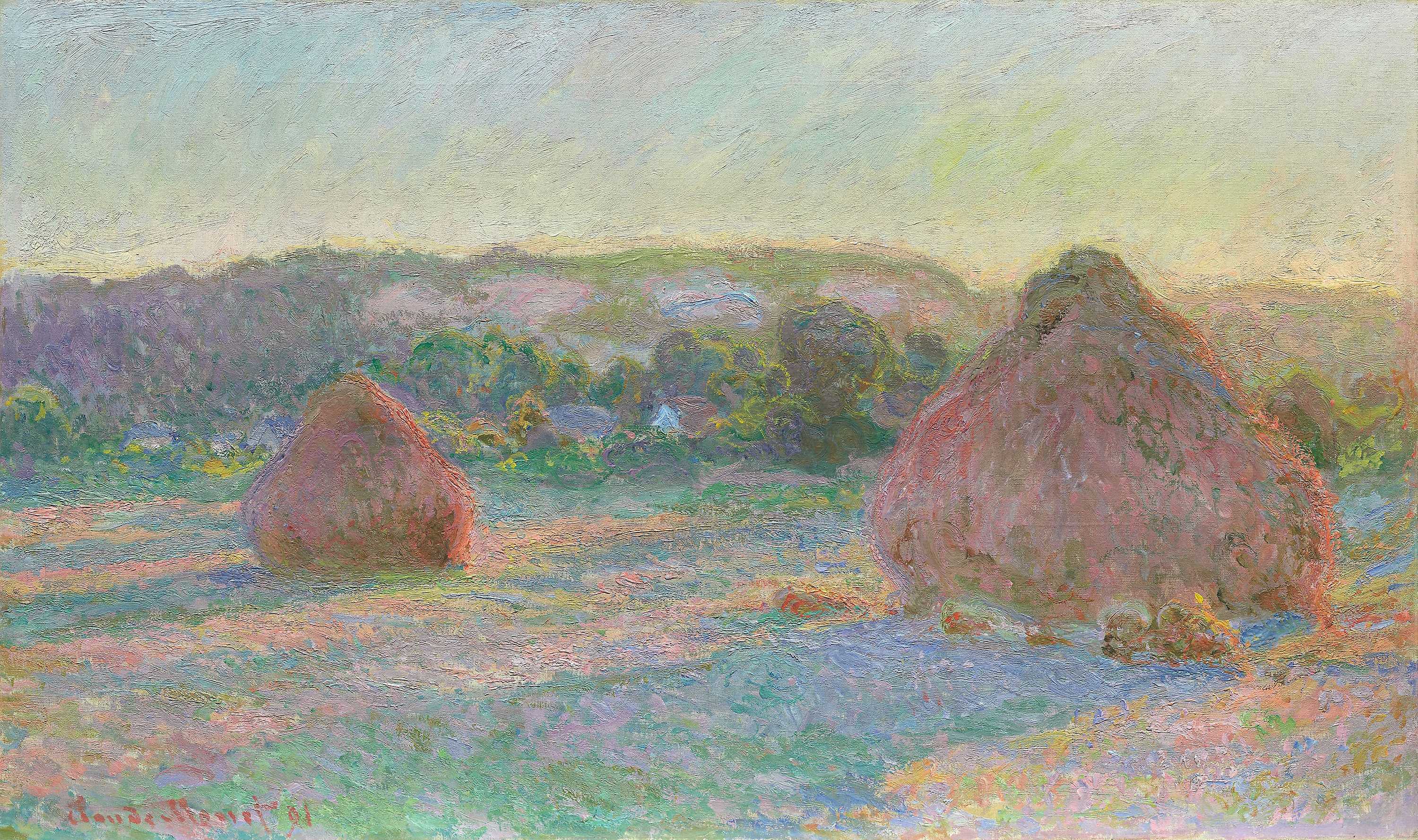 Buğday Yığınları (Yaz Sonu) (orig. "Stacks of Wheat (End of Summer)") by Claude Monet - 1891 - 60 x 100.5 cm Art Institute of Chicago
