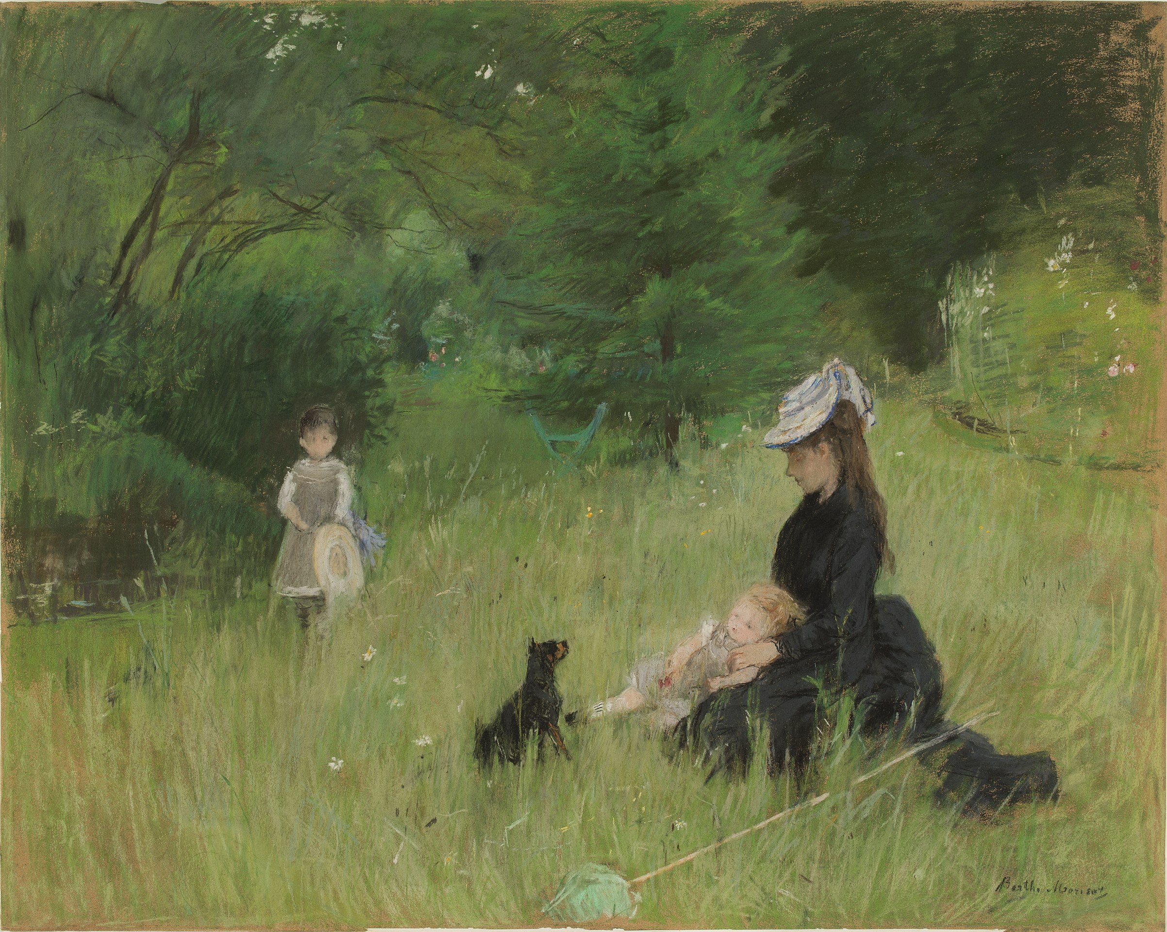 एक उद्यान में by Berthe Morisot - सी। 1874 - 71 × 89 सेमी 