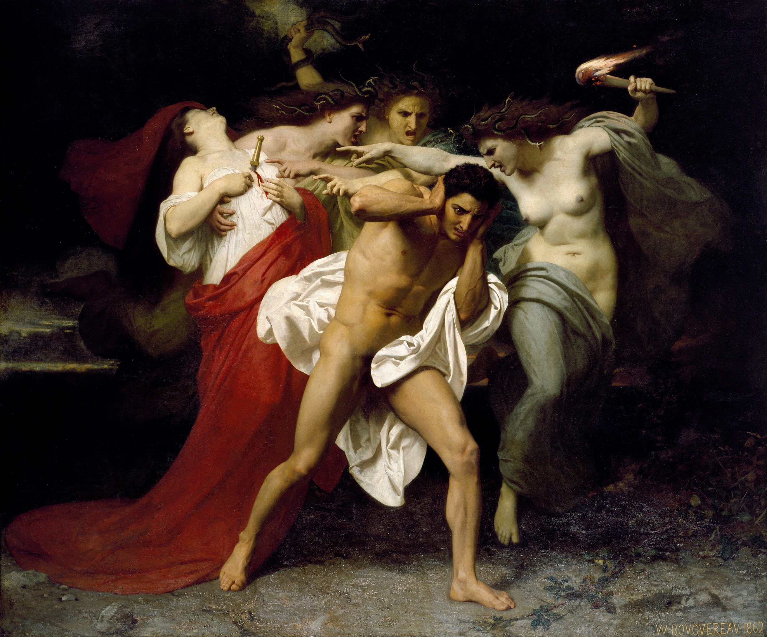 Orestes Pursued by the Furies by William-Adolphe Bouguereau - 1862 - 231.1 x 278.4 cm Chrysler Museum of Art