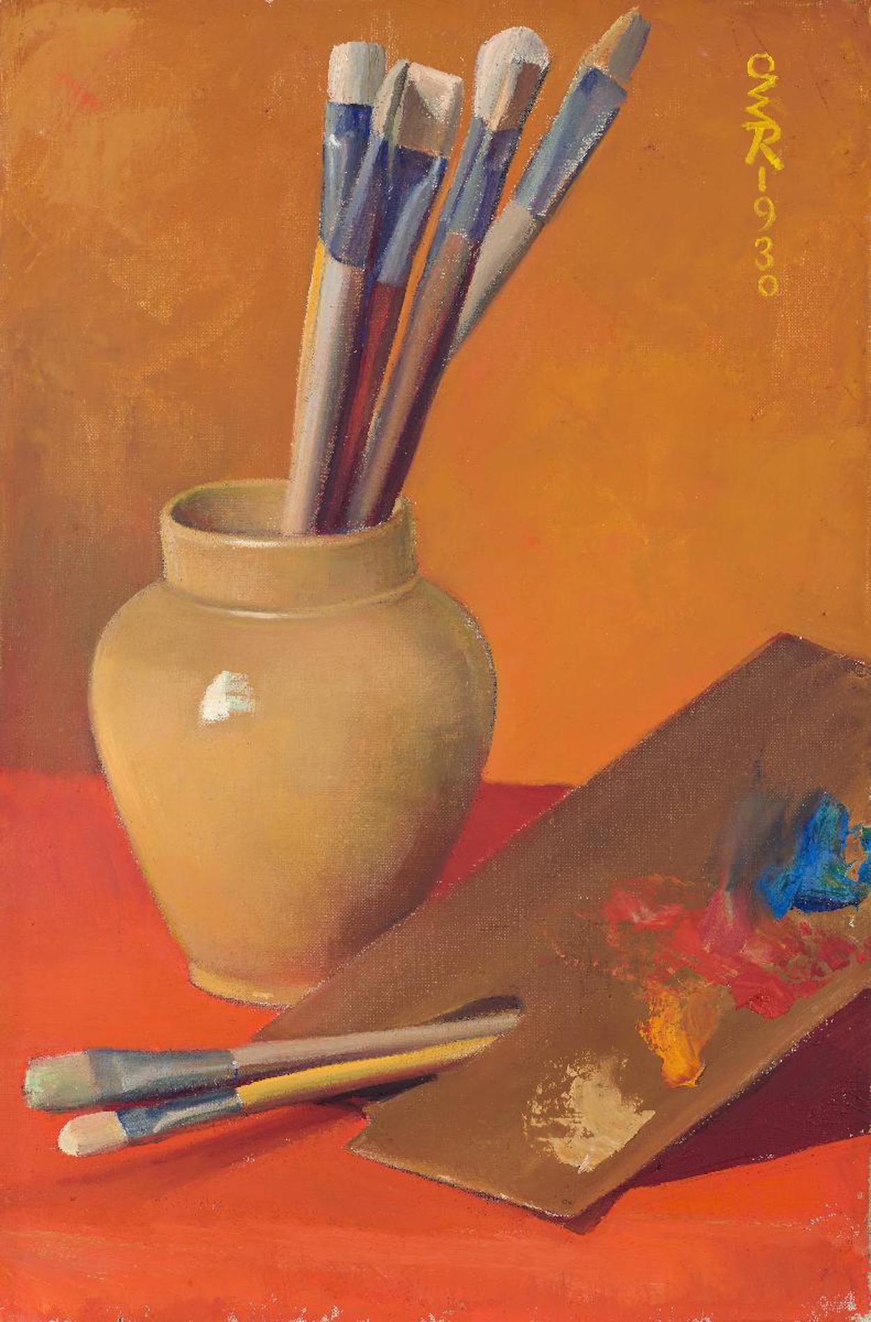 Stilleven met schildergerei by Ottilie W. Roederstein - 1930 - 50 x 33,5 cm Kunsthaus Zürich