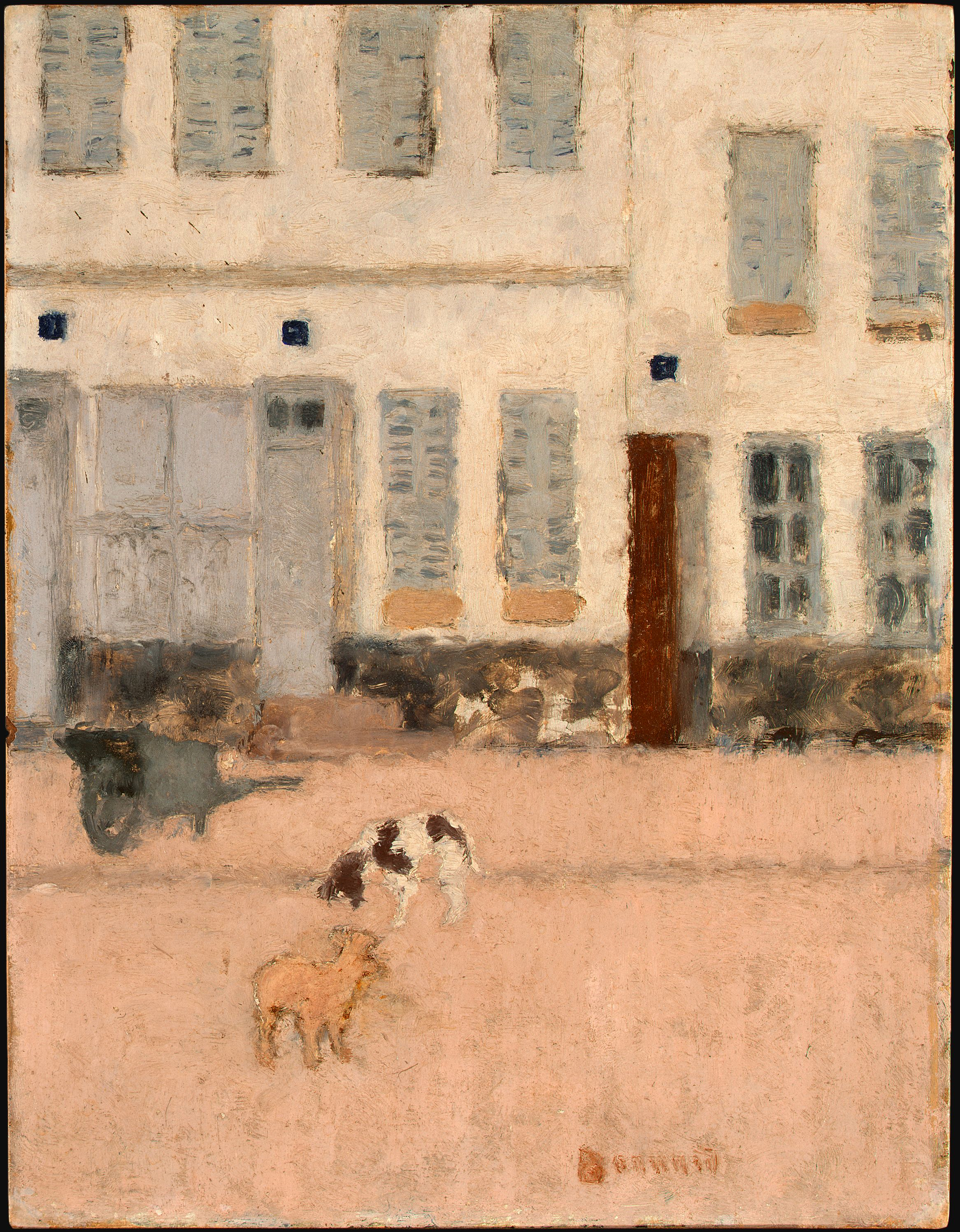 兩隻狗在一條荒蕪的街道上 by Pierre Bonnard - 約 1894 年 - 35.1 x 27 釐米 