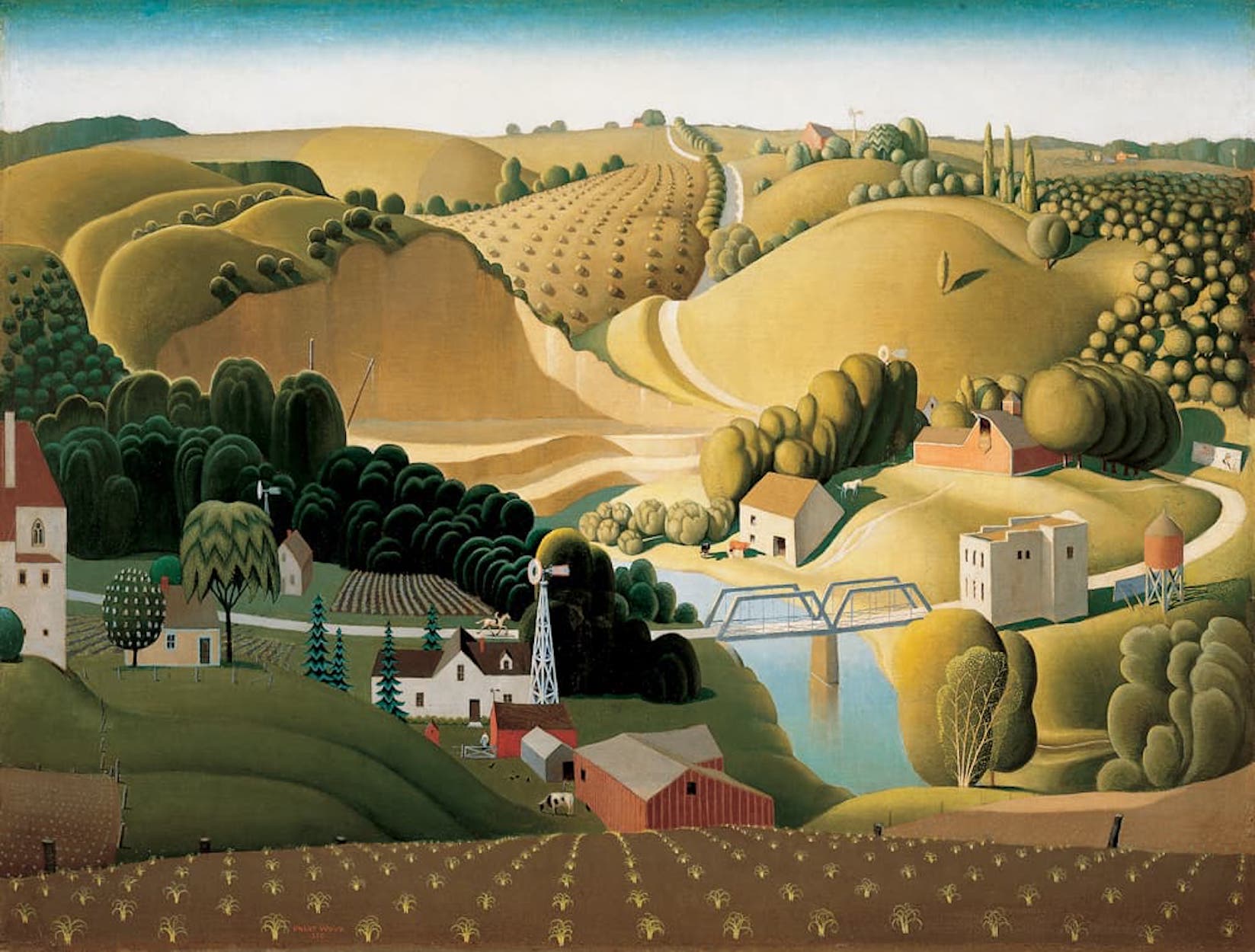 アイオワのストーン・シティ by Grant Wood - 1930年 - 76.84 x 101.6 cm 