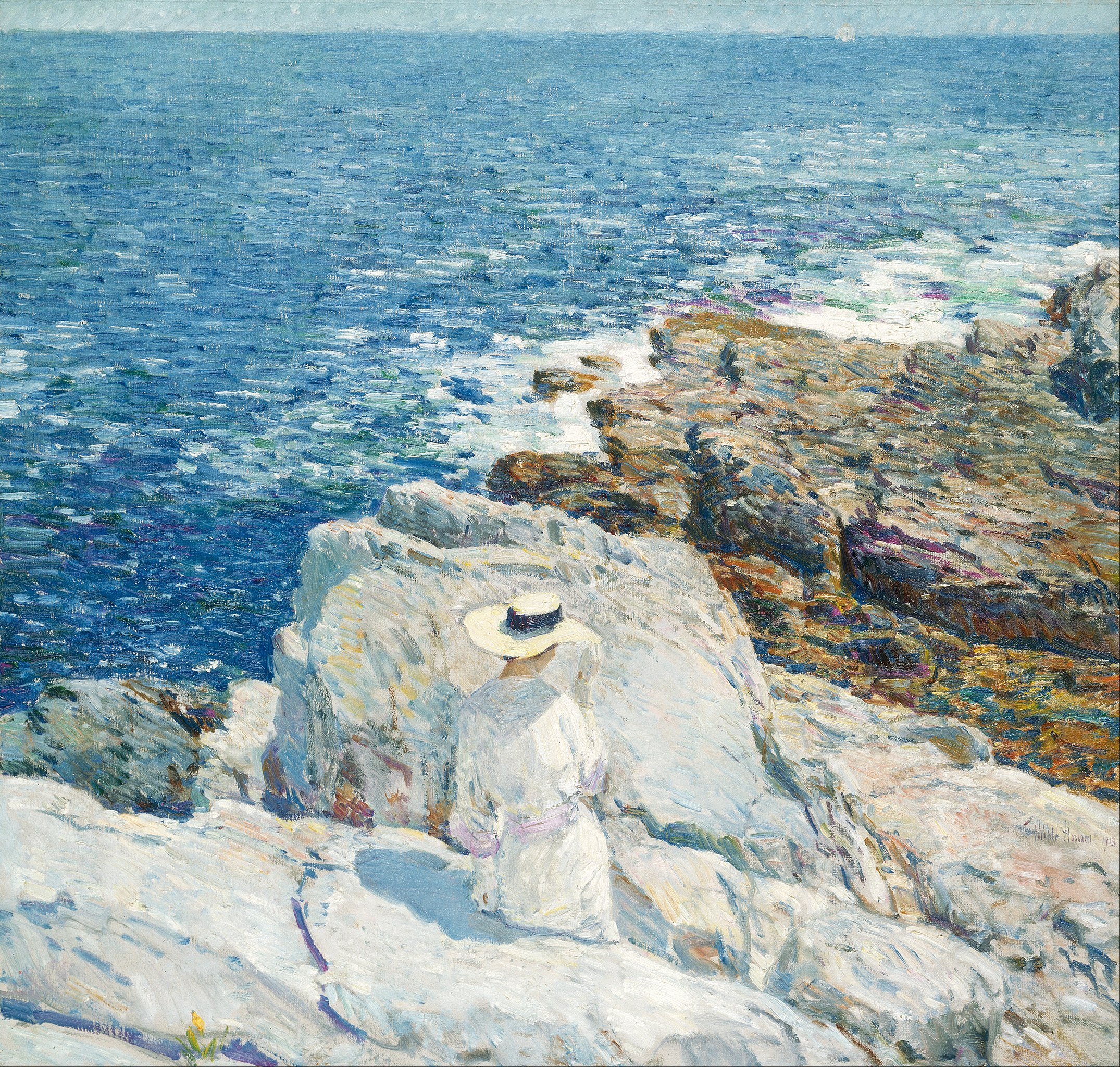 Nadbrzeże południowe w Appledore by Frederick Childe Hassam - 1913 r. - 87 x  91 cm 