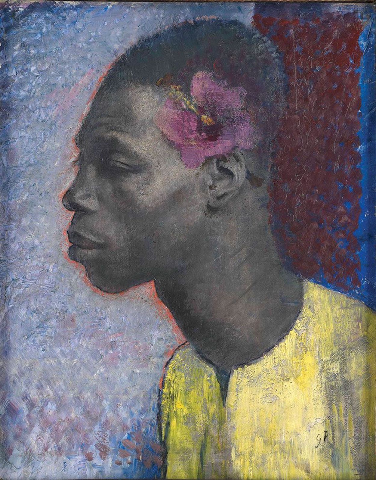 हिबिस्कस फूल वाले व्यक्ति का प्रोफ़ाइल (फ़ेलिक्स) by Glyn Philpot - 1932 - 44.5 x 34.3 cm 