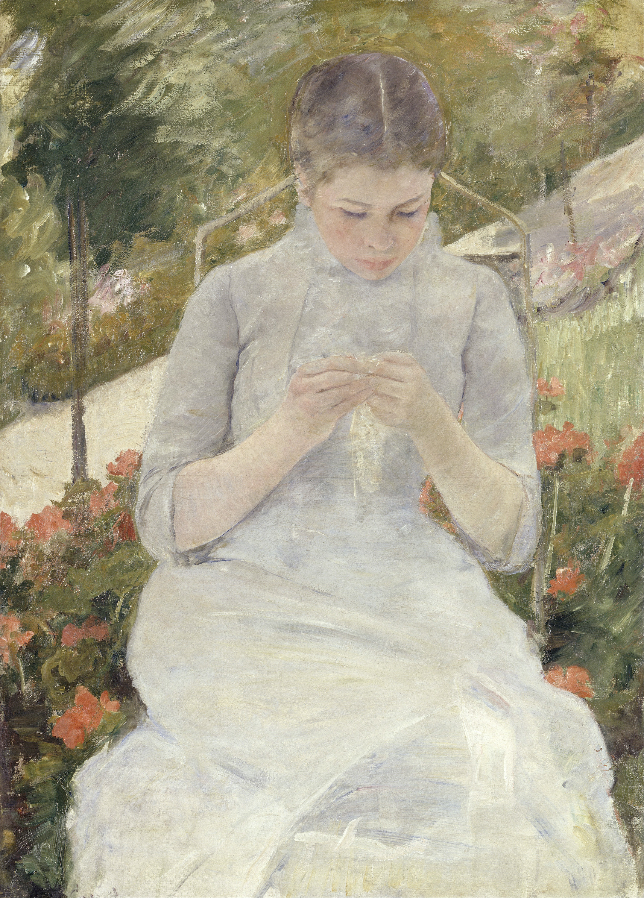 دختری در باغ by Mary Cassatt - ۱۸۸۰ - ۱۸۸۲ - ۶۵ × ۹۲ سانتی‌متر 