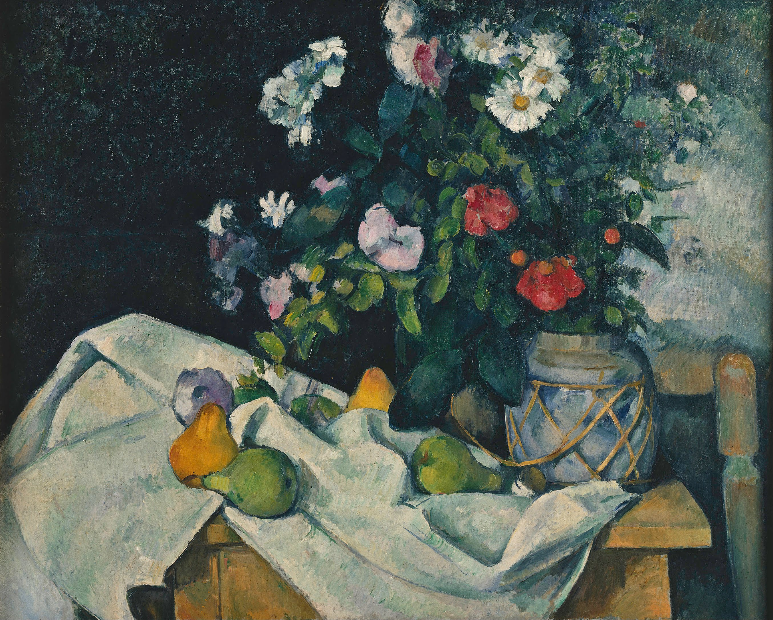 Still Life with Flowers and Fruit by Paul Cézanne - c. 1890 - 82 x 65.5 cm Alte Nationalgalerie