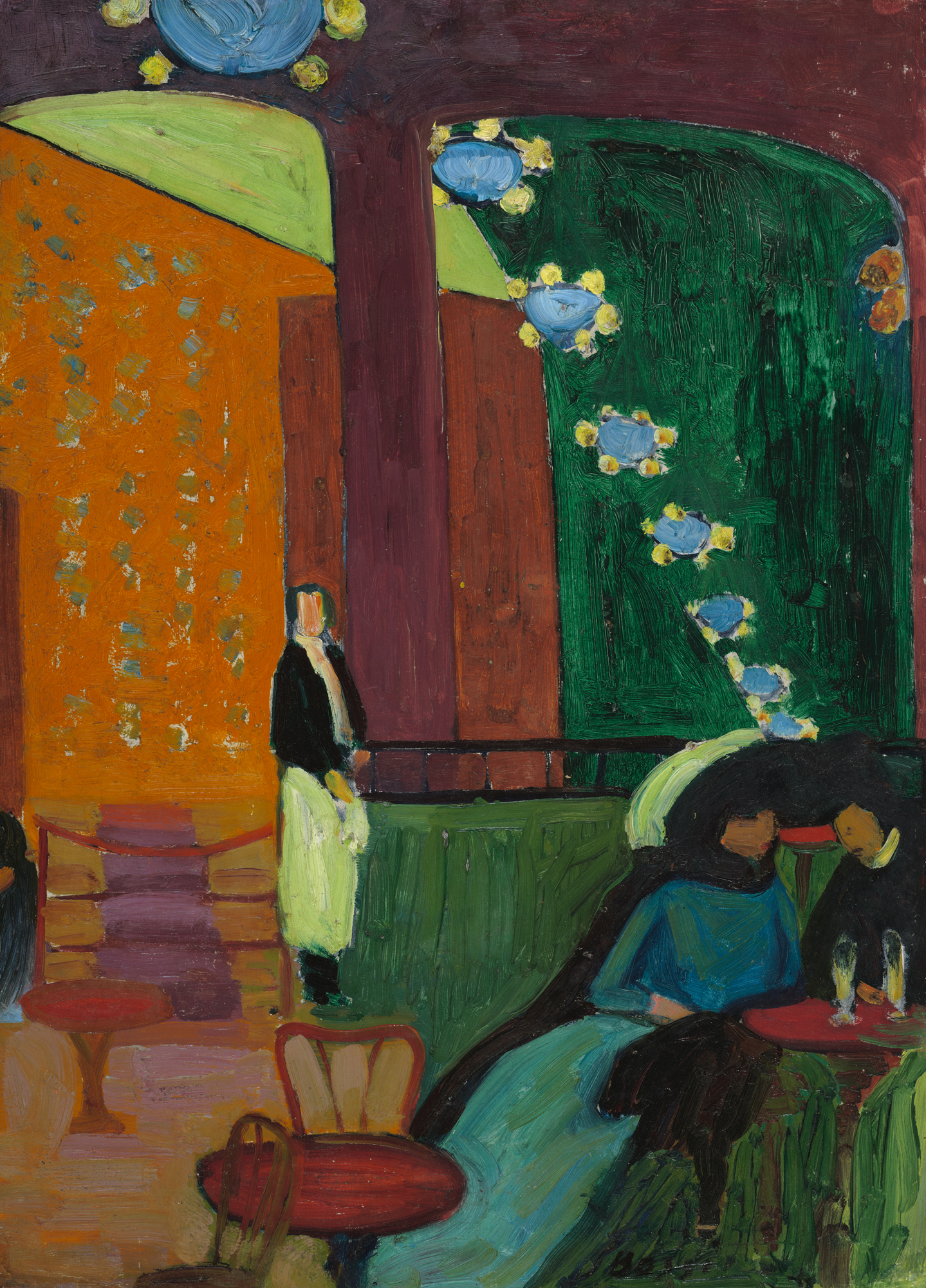 Interior With Three Figures in the Café by Erma Bossi via DailyArt ...