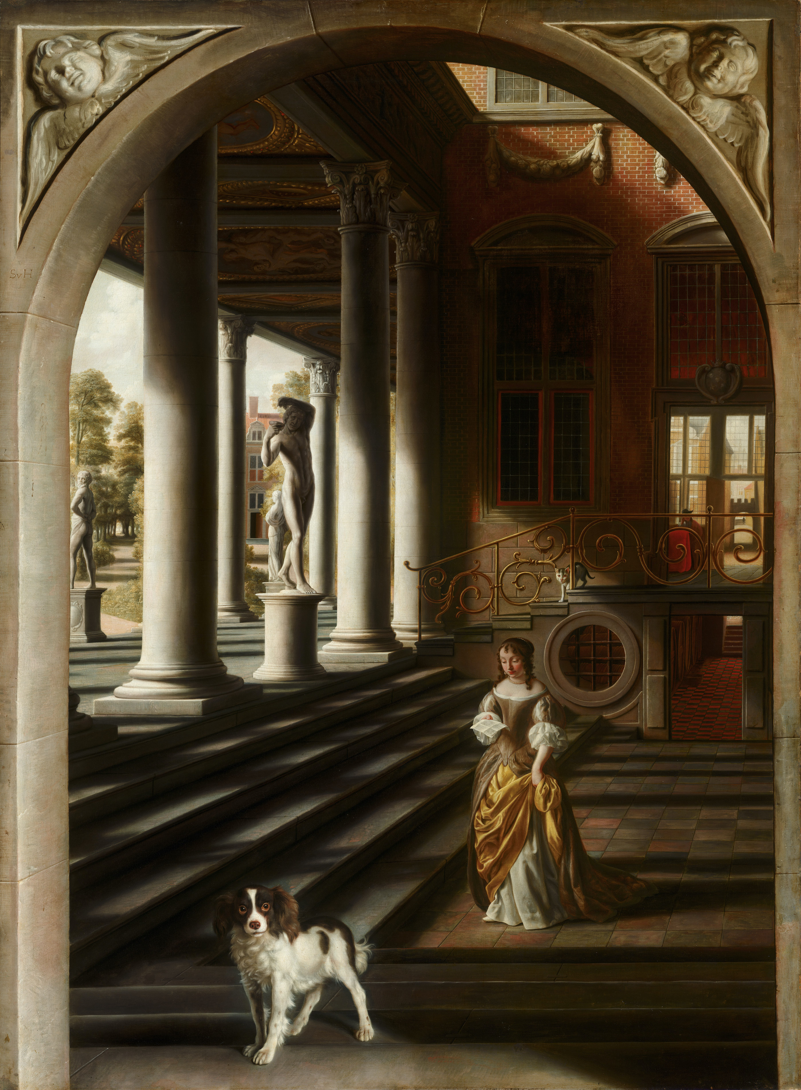 Perspektivikus nézet egy levelet olvasó nővel by Samuel van Hoogstraten - 1670 - 214 × 179 cm 