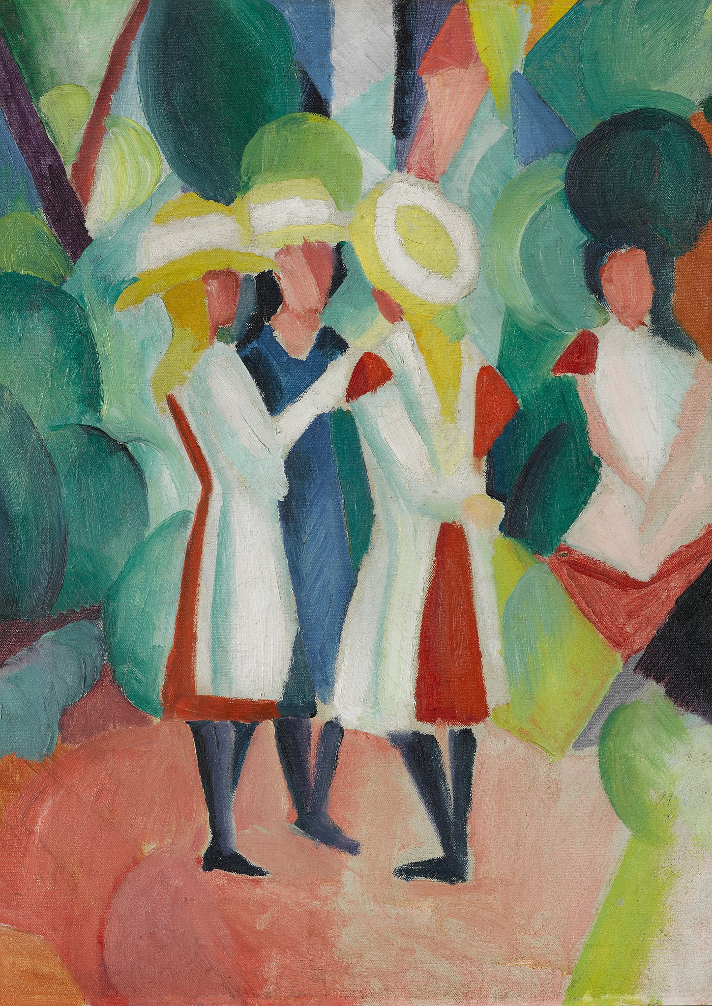 Three Girls in Yellow Straw Hats I by August Macke - 1913 - 104 x 87.5 cm Kunstmuseum Den Haag