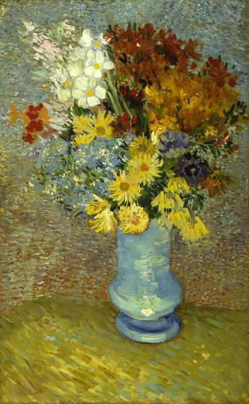 파란 화병의 꽃(Flowers in a Blue Vase) by 빈센트 반 고흐 via DailyArt mobile app