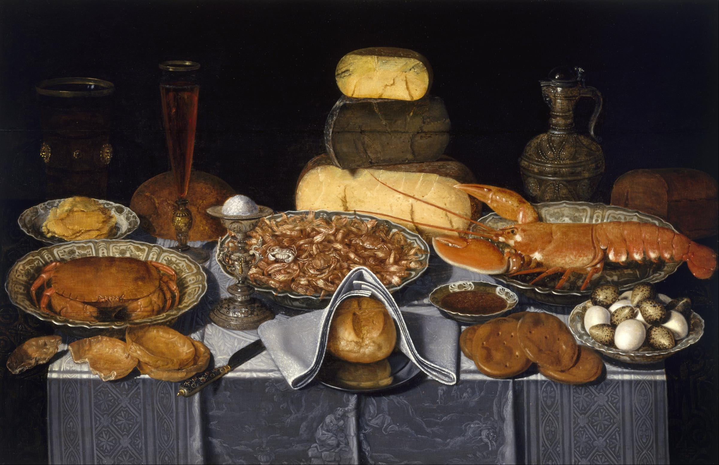 Still Life with Crab, Shrimps and Lobster by Clara Peeters - c. 1635 - 1640 - 108.9 x 70.8 cm Museum of Fine Arts, Houston