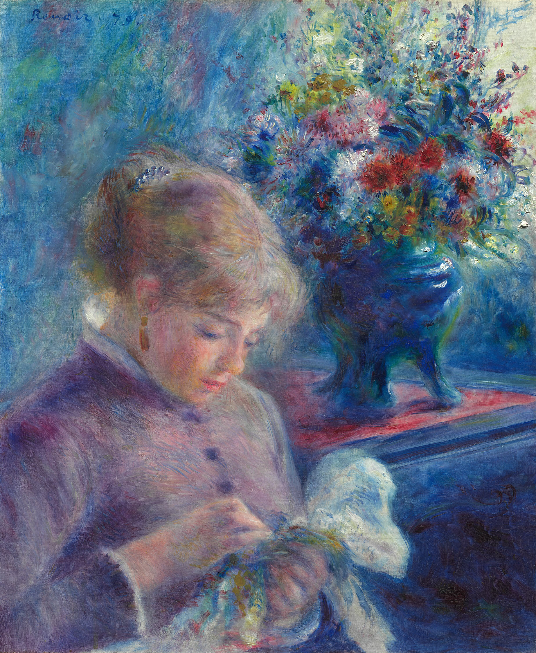 Молодая женщина за шитьём by Pierre-Auguste Renoir - 1879 - 61,4 x 50,5 см 