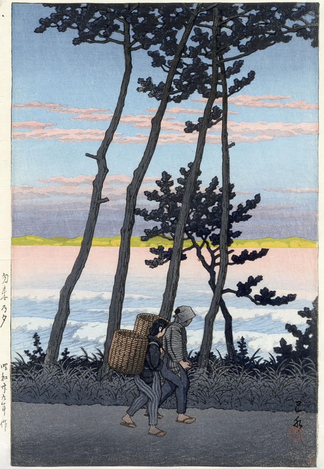 Nakoso-Fukushima'da Gün Batımı Parıltısı (orig. "Sunset Glow at Nakoso-Fukushima") by Hasui Kawase - 1954 - 24,5 x 36 cm özel koleksiyon